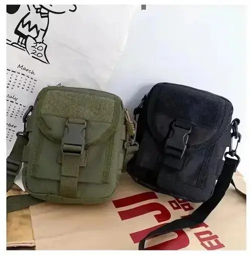 Fashion Men Messenger Bag Canvas in Black/Army Green