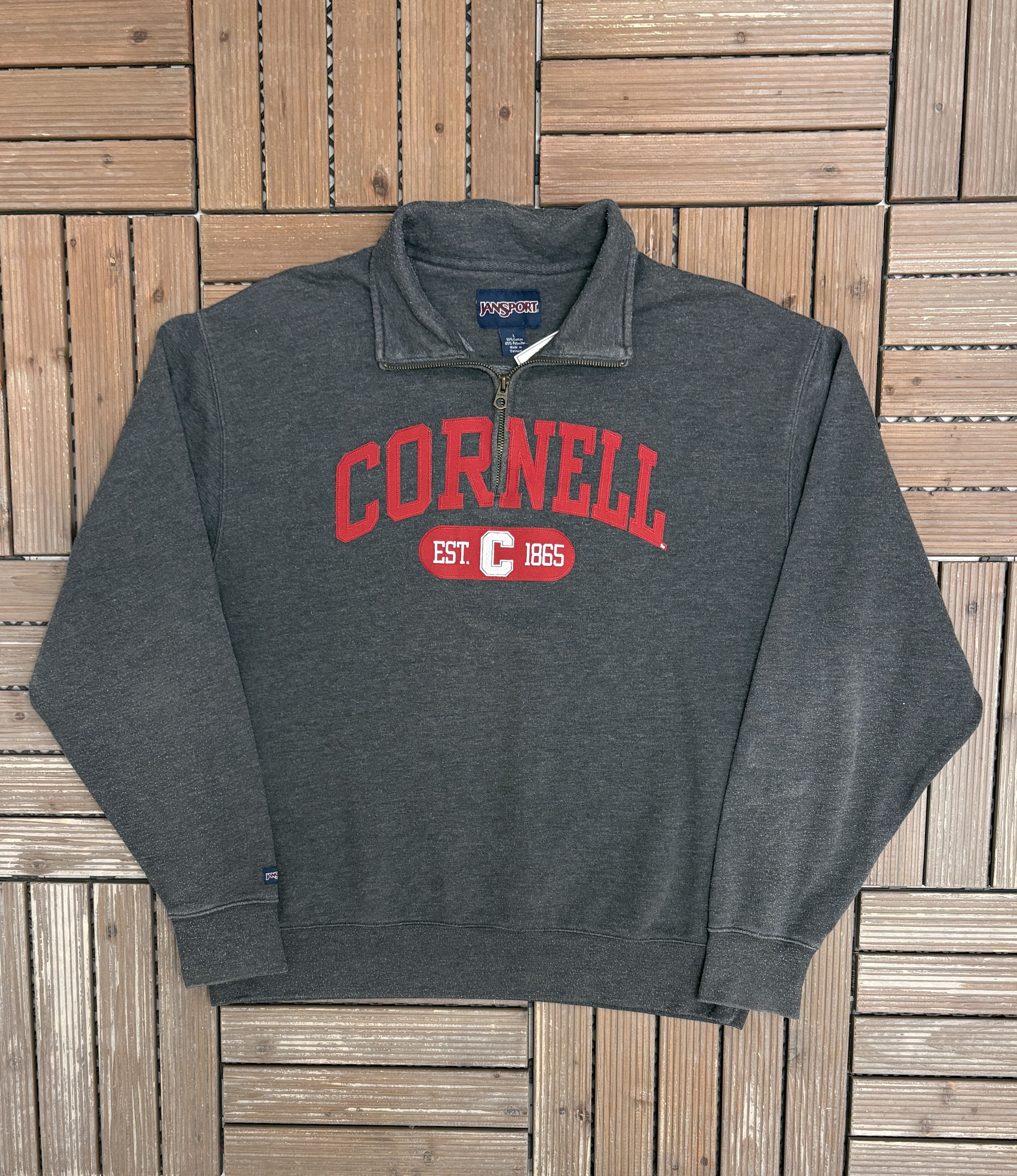 Vintage Cornell Big Red Est. 1865 Vintage Grey Quarter Zip Sweater Size US L / EU 52-54 / 3 - 1 Thumbnail