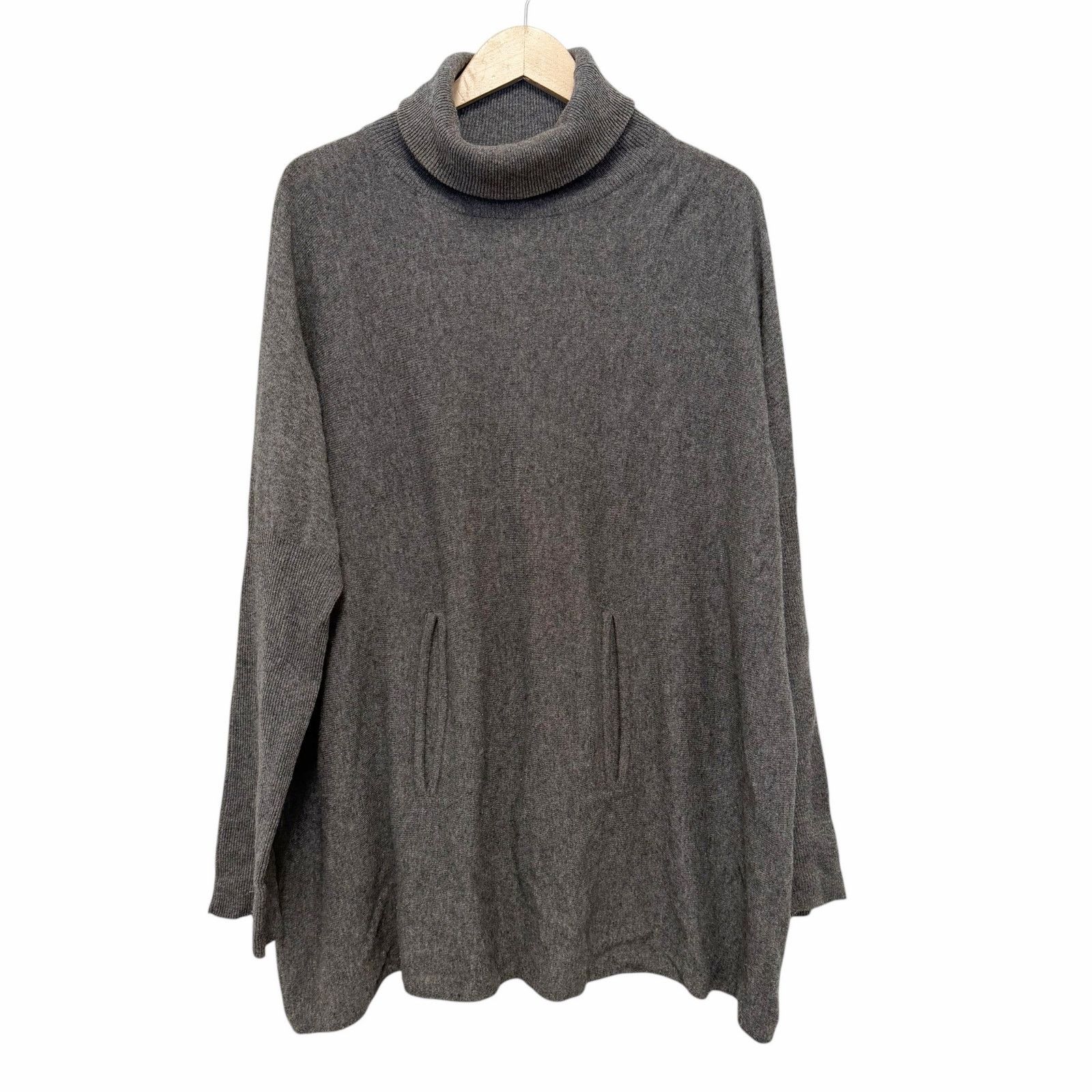 Garnet Hill Gray Wool Cashmere Turtleneck Sweater Sz L