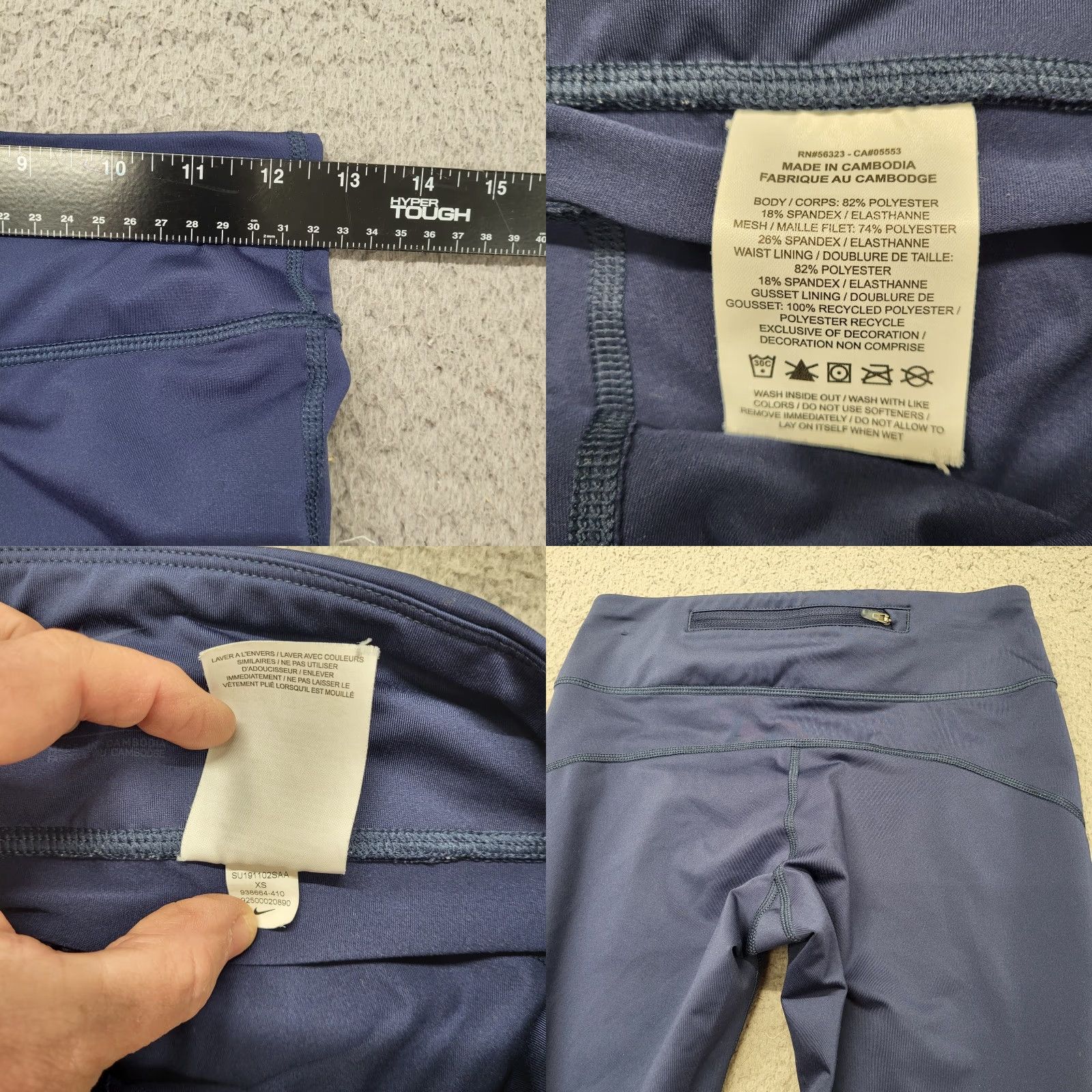 Nike Nike Dri-Fit Leggings Women XS Blue Epic Running Crop Tights Nike Pro 938602-471 Size 26" / US 2 / IT 38 - 8 Thumbnail