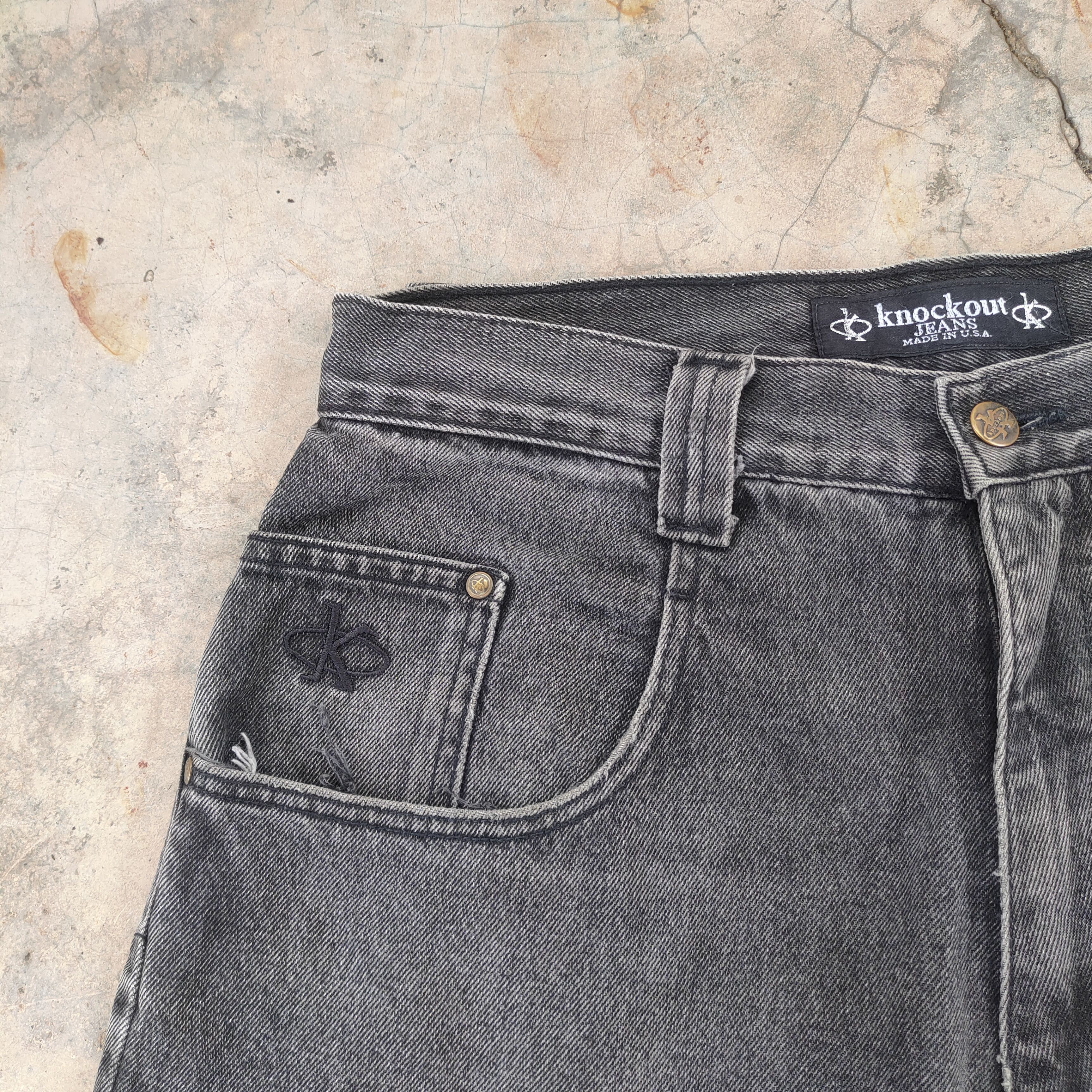 Jean × Vintage W34 VINTAGE KNOCKOUT FADED BLACK DISTRESSED JEANS PANTS Size US 34 / EU 50 - 7 Thumbnail