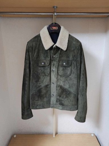 Tom Ford o1sm1stk0824 Cashmere Suede Shearling Trucker Jacket Khaki Size US M / EU 48-50 / 2 - 1 Thumbnail