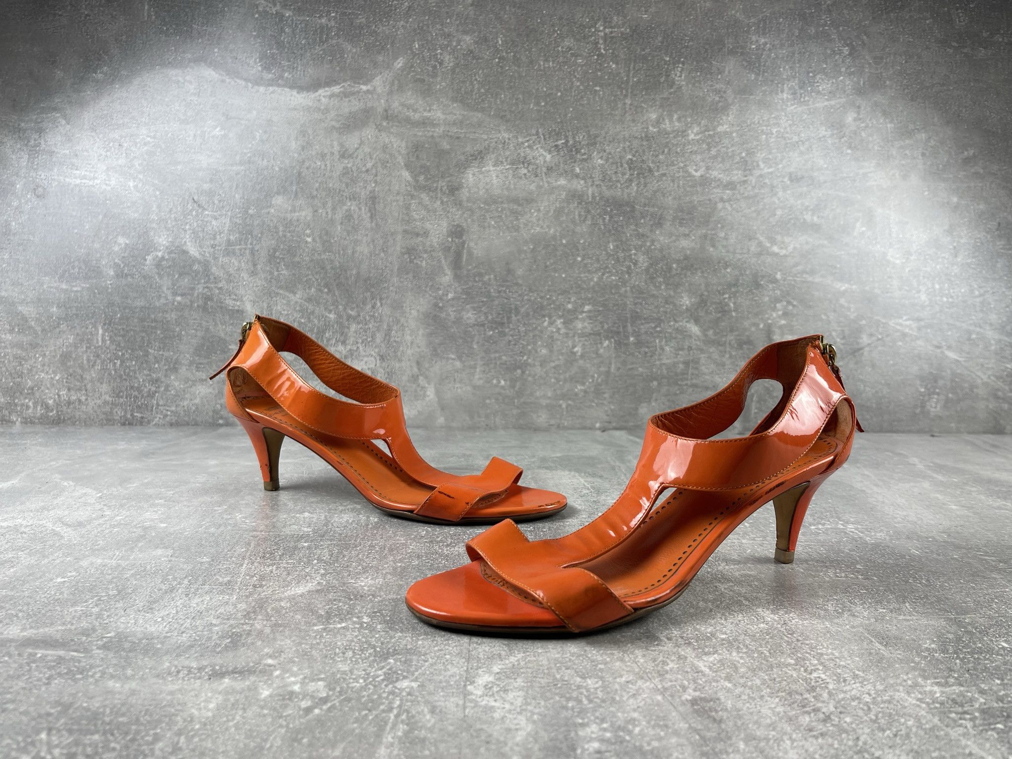Moschino Moschino leather orange open toe heels sandals shoe Size US 8 / IT 38 - 3 Thumbnail
