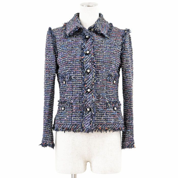 Chanel Chanel Chanel Tweed Jacket Cotton Outerwear 05A P26321 DUTY FREE for USA Size ONE SIZE - 1 Thumbnail