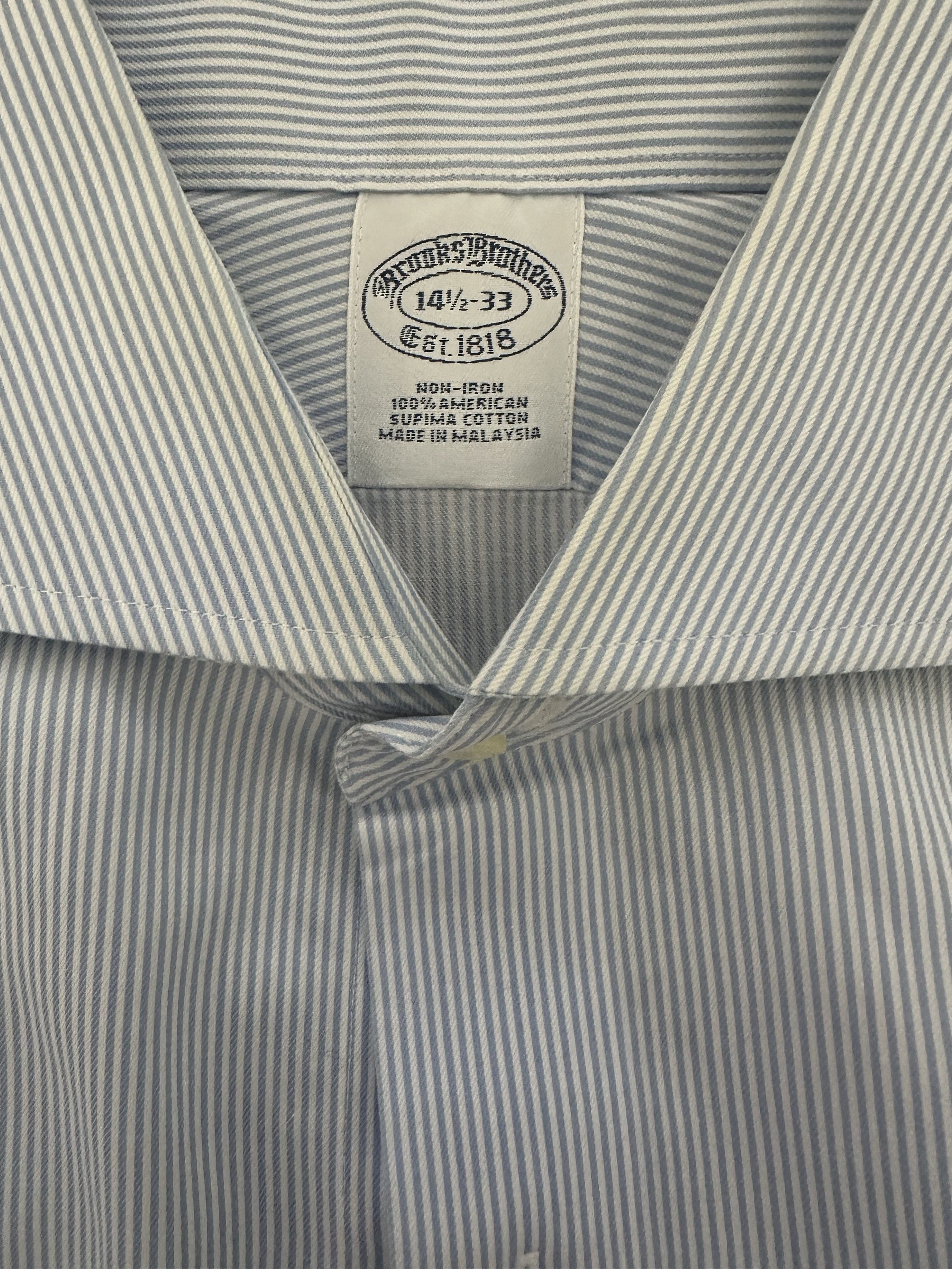 Brooks Brothers Supima Pinstripe Cutaway Collar Non-Iron (14.5/33) Size US S / EU 44-46 / 1 - 3 Thumbnail