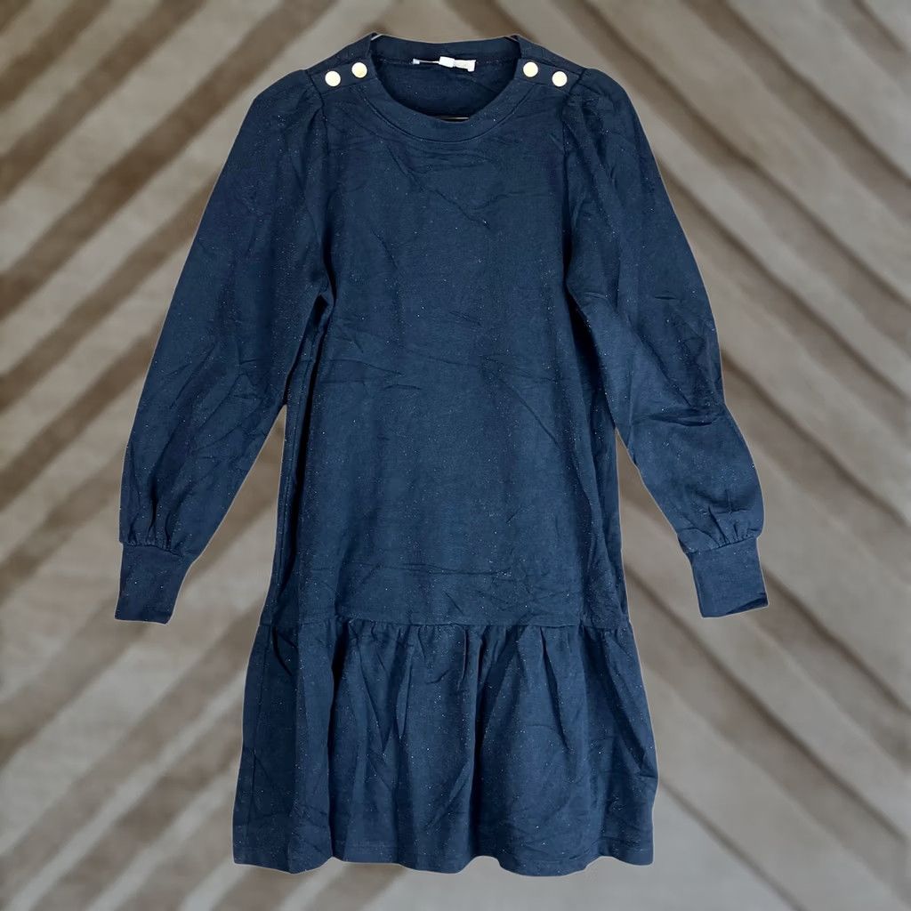 Loft LOFT Womens Sweater Dress Blue Metallic Long Sleeve Pullover S Midi Dress Crew Neck Size S / US 4 / IT 40 - 1 Thumbnail