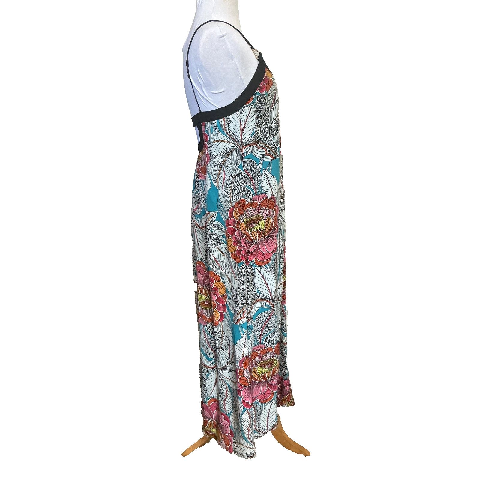 Trina Turk TRINA TURK 100% SILK FLORAL PRINT KEYHOLE MAXI DRESS SZ S Size S / US 4 / IT 40 - 5 Thumbnail