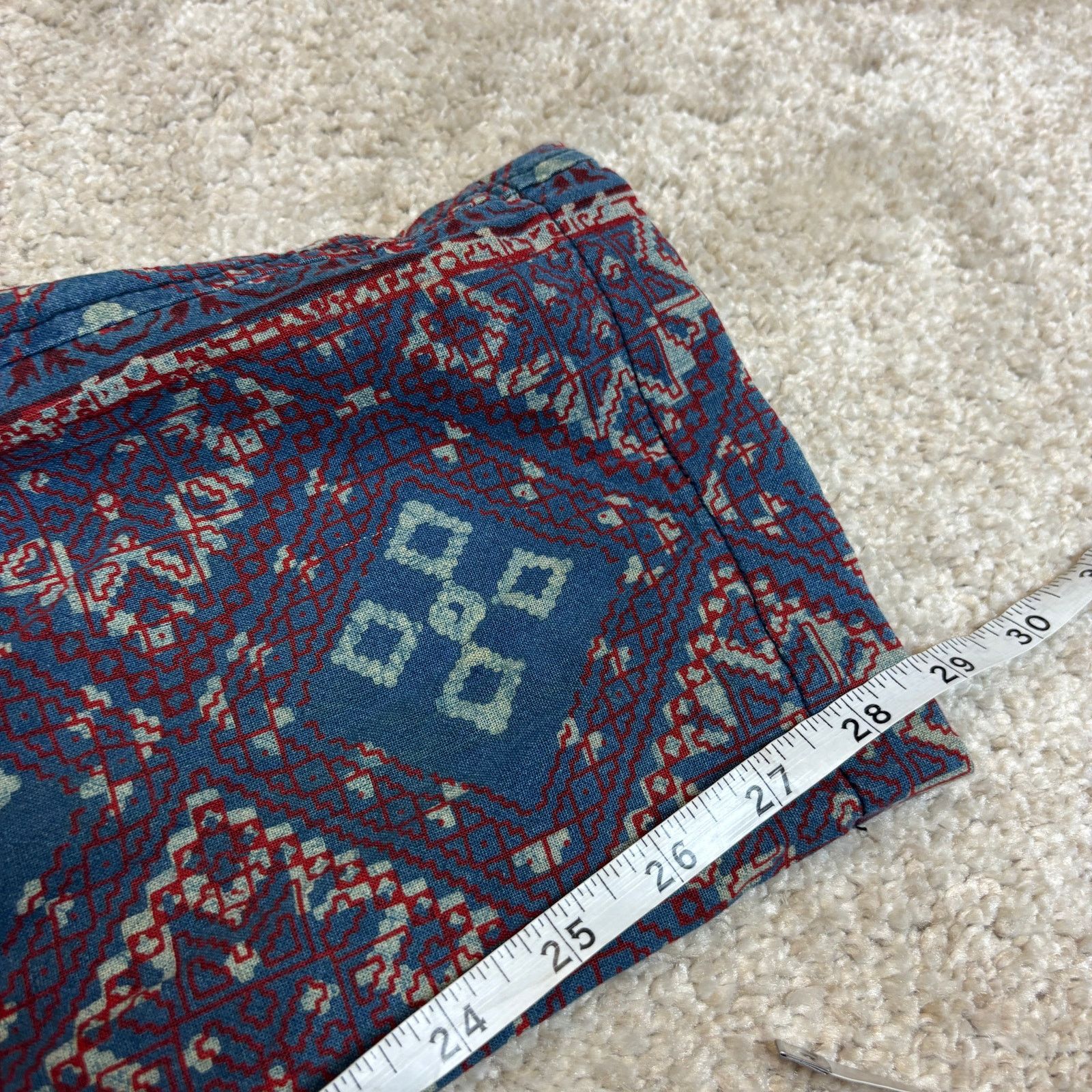 Dr. Collectors Dr. Collectors P23 Ajrakh Burgundy Indigo Print D Pants Med Size US 30 / EU 46 - 10 Thumbnail