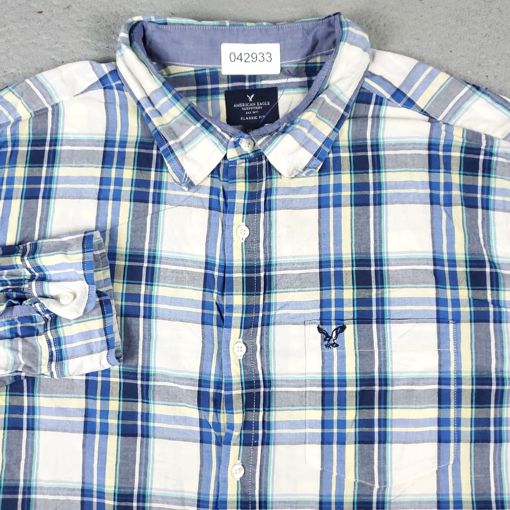 American Eagle Outfitters American Eagle Button-Up Shirt Mens 2XL Blue Plaid Long Sleeve Casual Modern Size US XXL / EU 58 / 5 - 2 Thumbnail