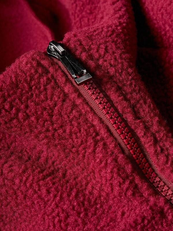 Japanese Brand Red & White Panel Fleece Zip Up Hoodie. Size US L / EU 52-54 / 3 - 4 Thumbnail