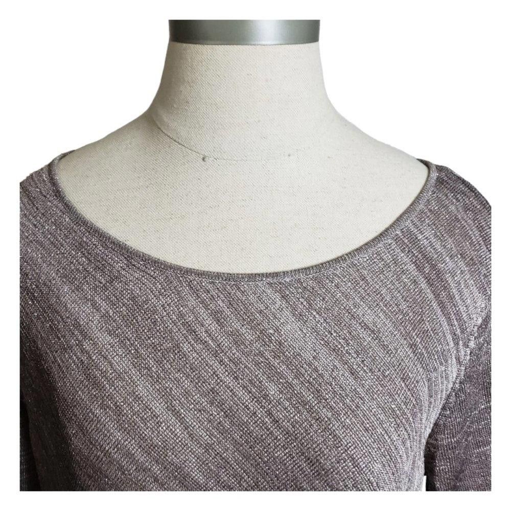 Designer CT860 INC Ladies Brown/Tan Sparkly Scoop Neck Sweater L Size L / US 10 / IT 46 - 2 Thumbnail