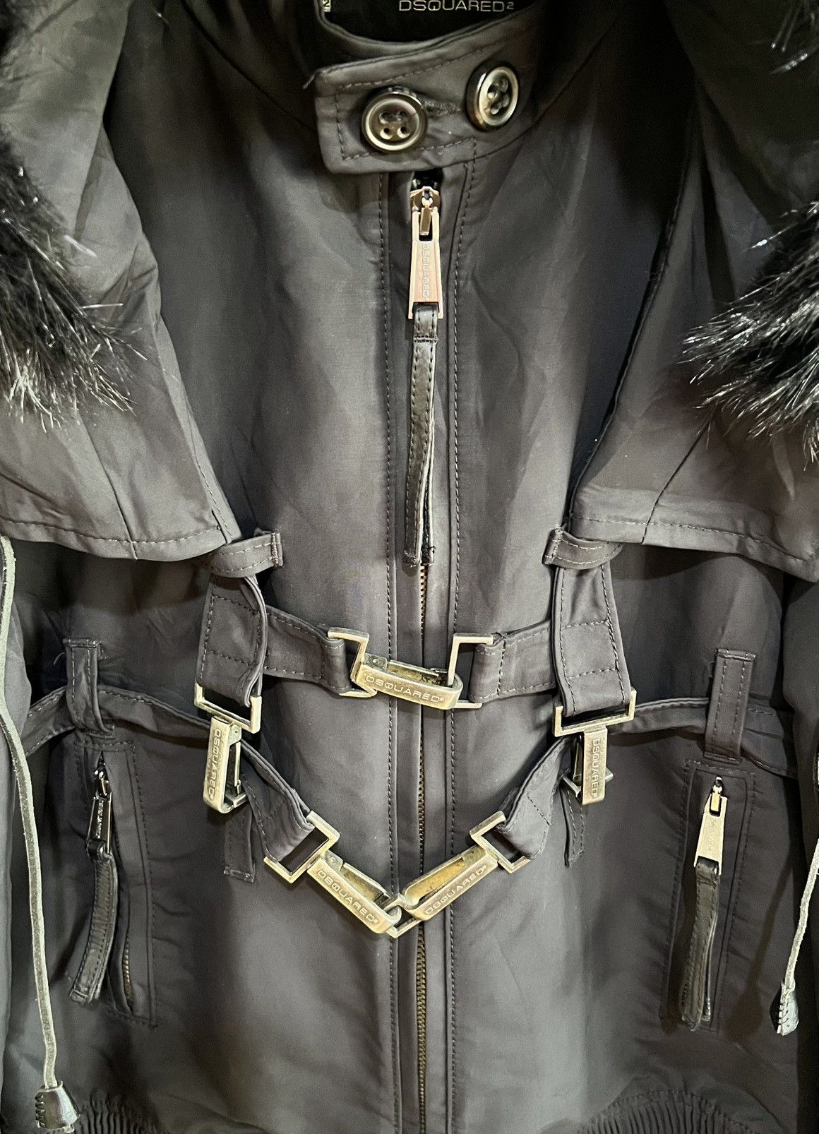 Dsquared2 RARE DSQUARED TACTICAL HARNESS BUCKLE HOODED BOMBER JACKET 🚀 Size US L / EU 52-54 / 3 - 6 Thumbnail