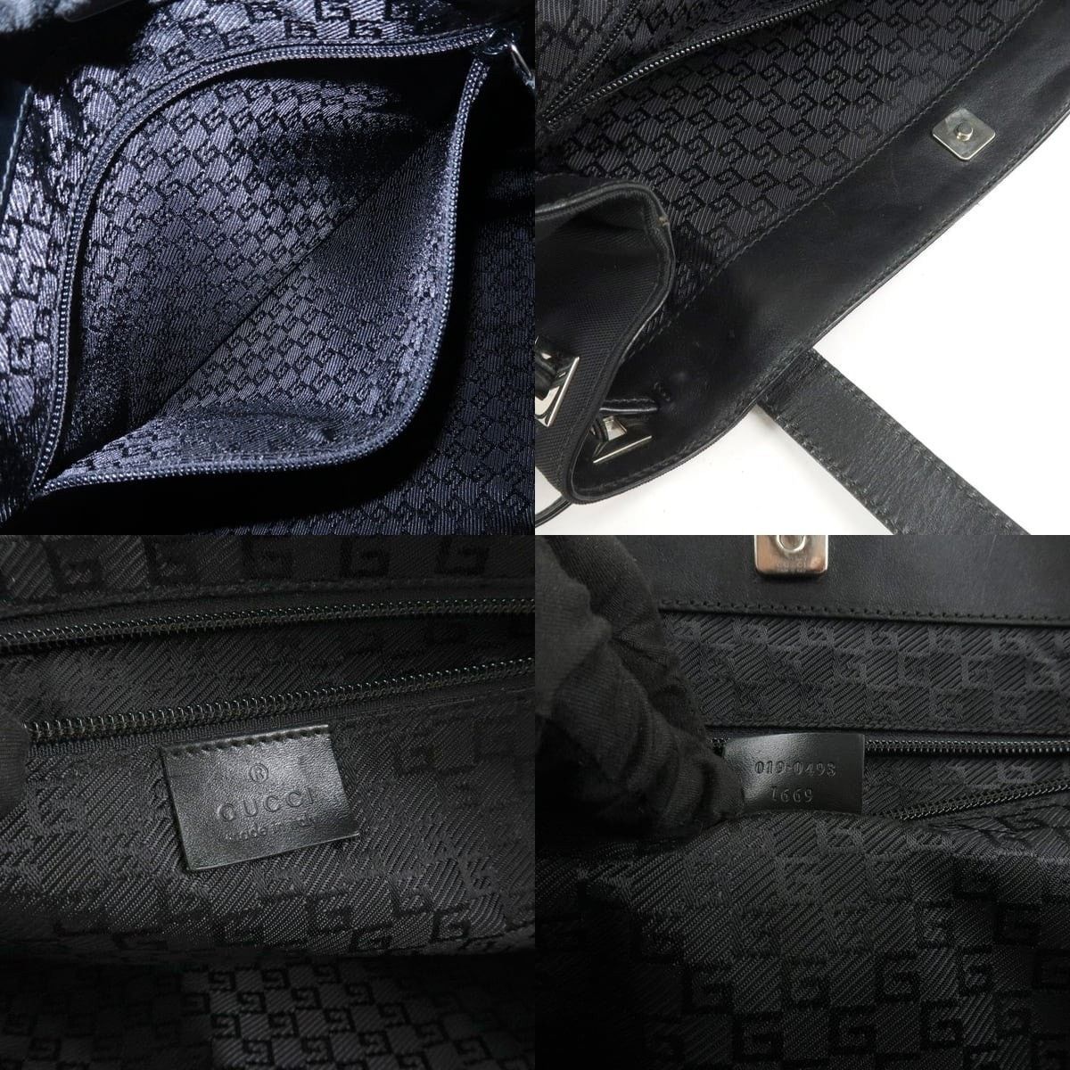 Gucci Gucci Logo Nylon Leather Shoulder Bag Black Size ONE SIZE - 7 Thumbnail