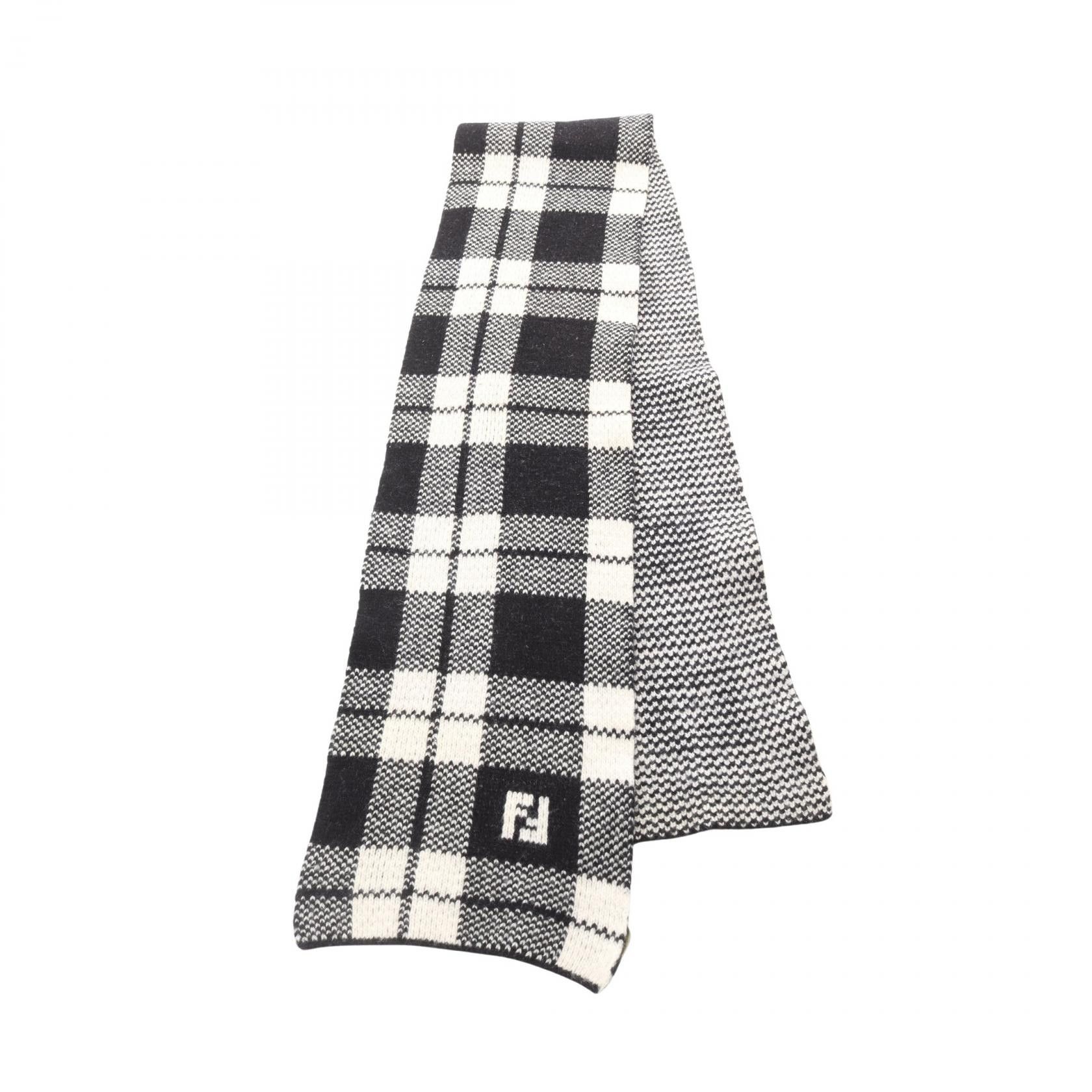 Fendi Fendi Fendi FF Logo Wool Scarf Natural Material Scarf FXS346 Size ONE SIZE - 1 Thumbnail