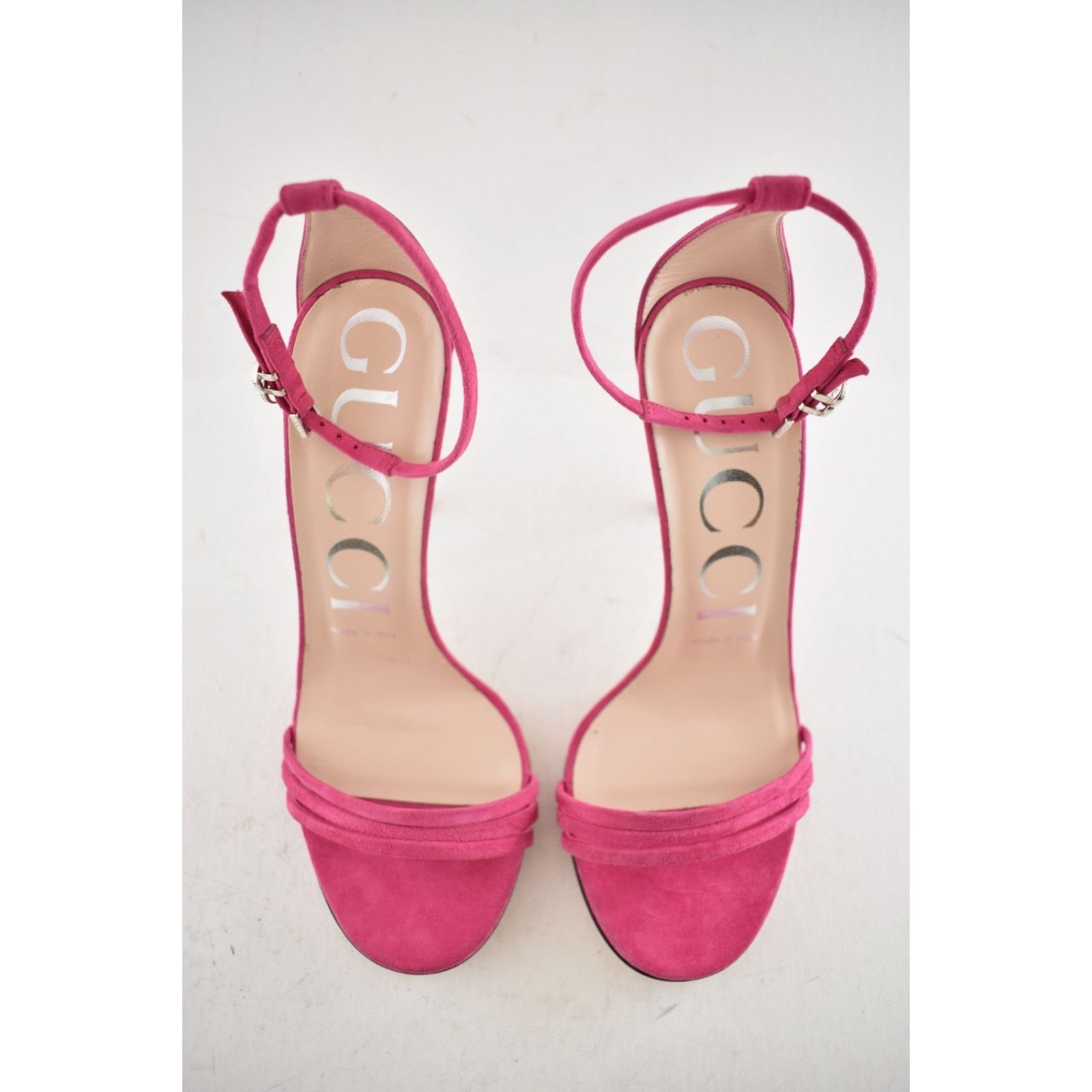 Gucci Gucci Ilse Bright Fuxia Pink Suede Crystal GG Logo Ankle Size US 6 / IT 36 - 8 Thumbnail