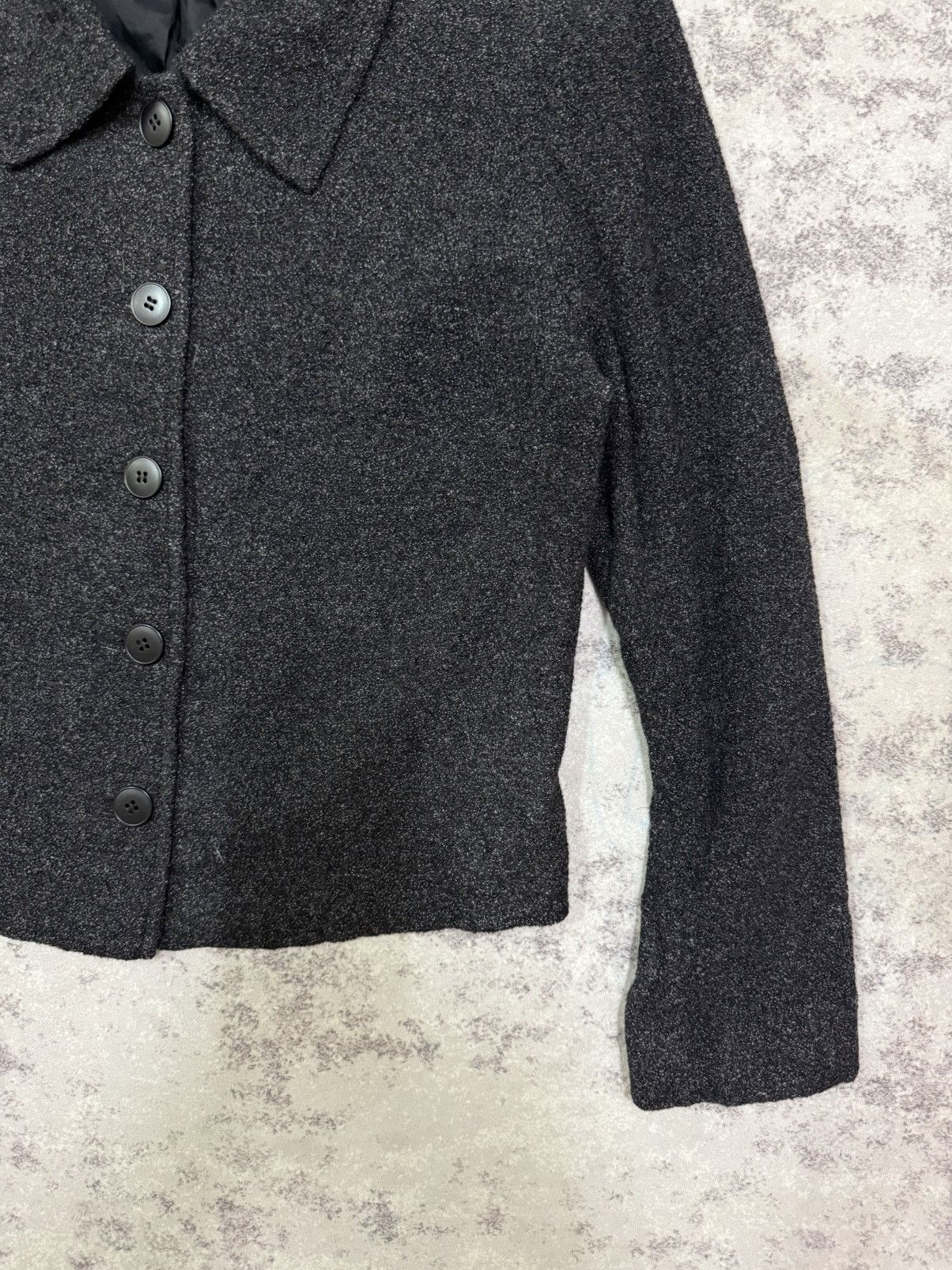 agnes b. Agnes B. Charcoal Black Light Tweed Jacket Button Up Size S / US 4 / IT 40 - 5 Thumbnail