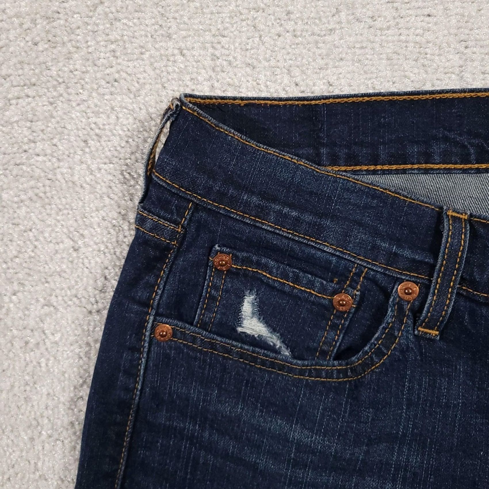 Levi's Levi's 501 Boyfriend Jeans Womens 29 Blue Distressed Ripped Knee Denim Pants Size 29" - 5 Thumbnail