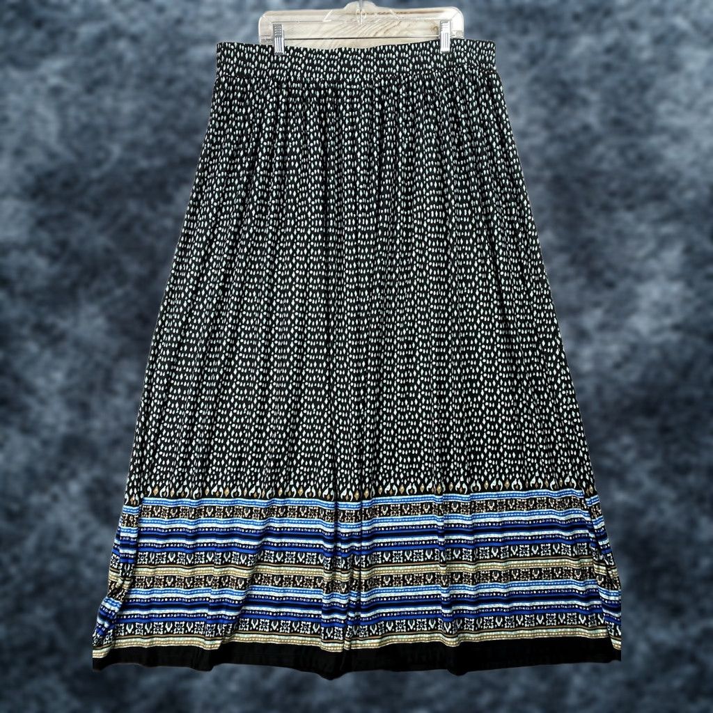 Vintage Vtg Anthony Richards Maxi Skirt 2X Black Blue Stripes Elastic Waist Jersey Skirt Womens 90s Vintage Theme 90s Size XXL / US 16-18 / IT 52-54 - 1 Thumbnail