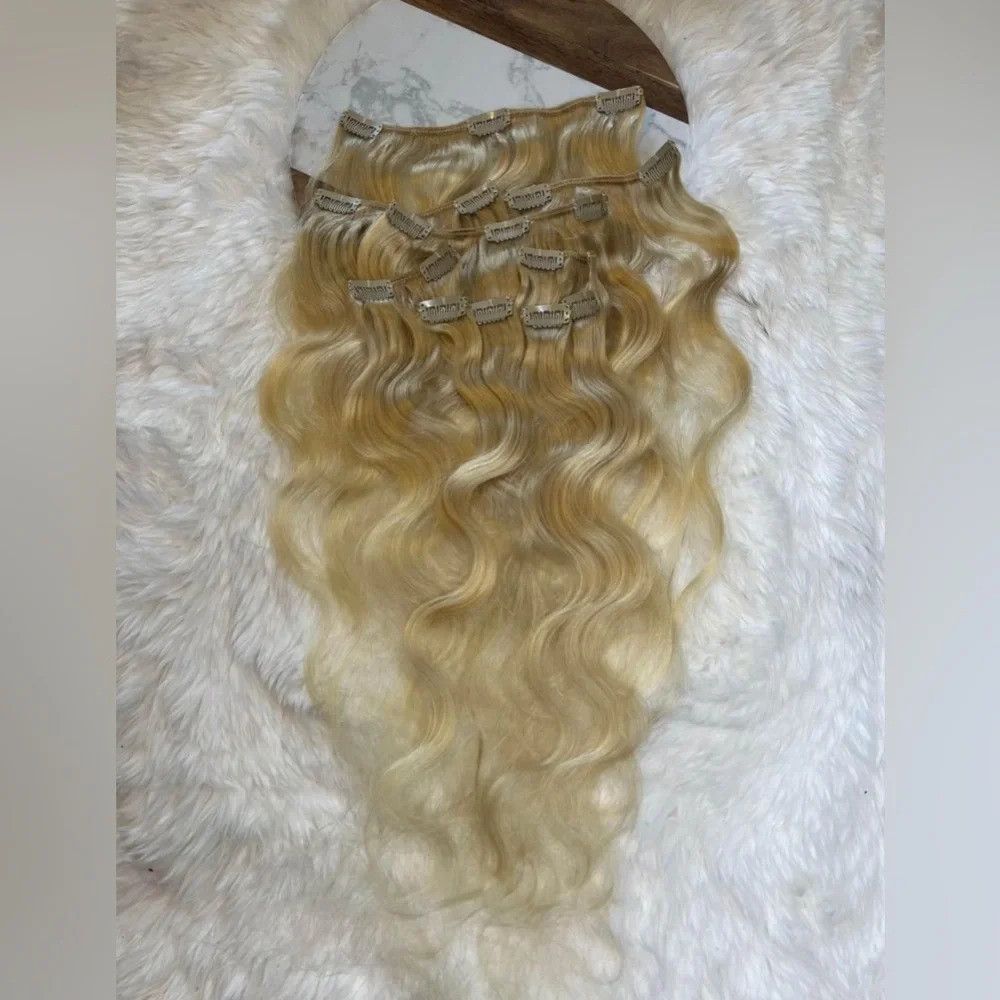 Other 10Pcs/Set Virgin Human Hair Clip In 613 Body Wave Hair Exte Size ONE SIZE - 2 Thumbnail