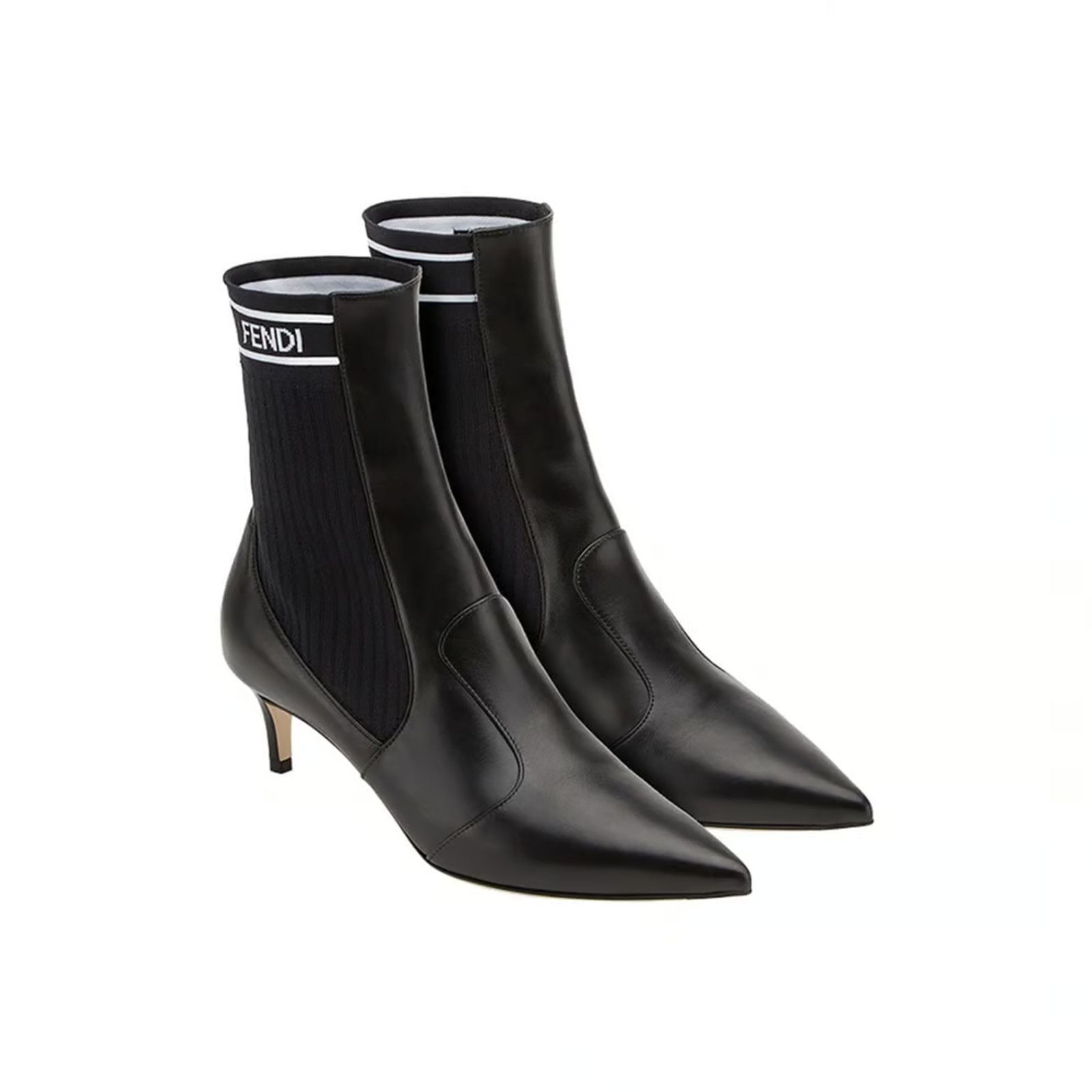 Fendi Fendi Rockoko Black Scuba Stretch FF Logo Knit Sock Ankle Size US 5 / IT 35 - 4 Thumbnail