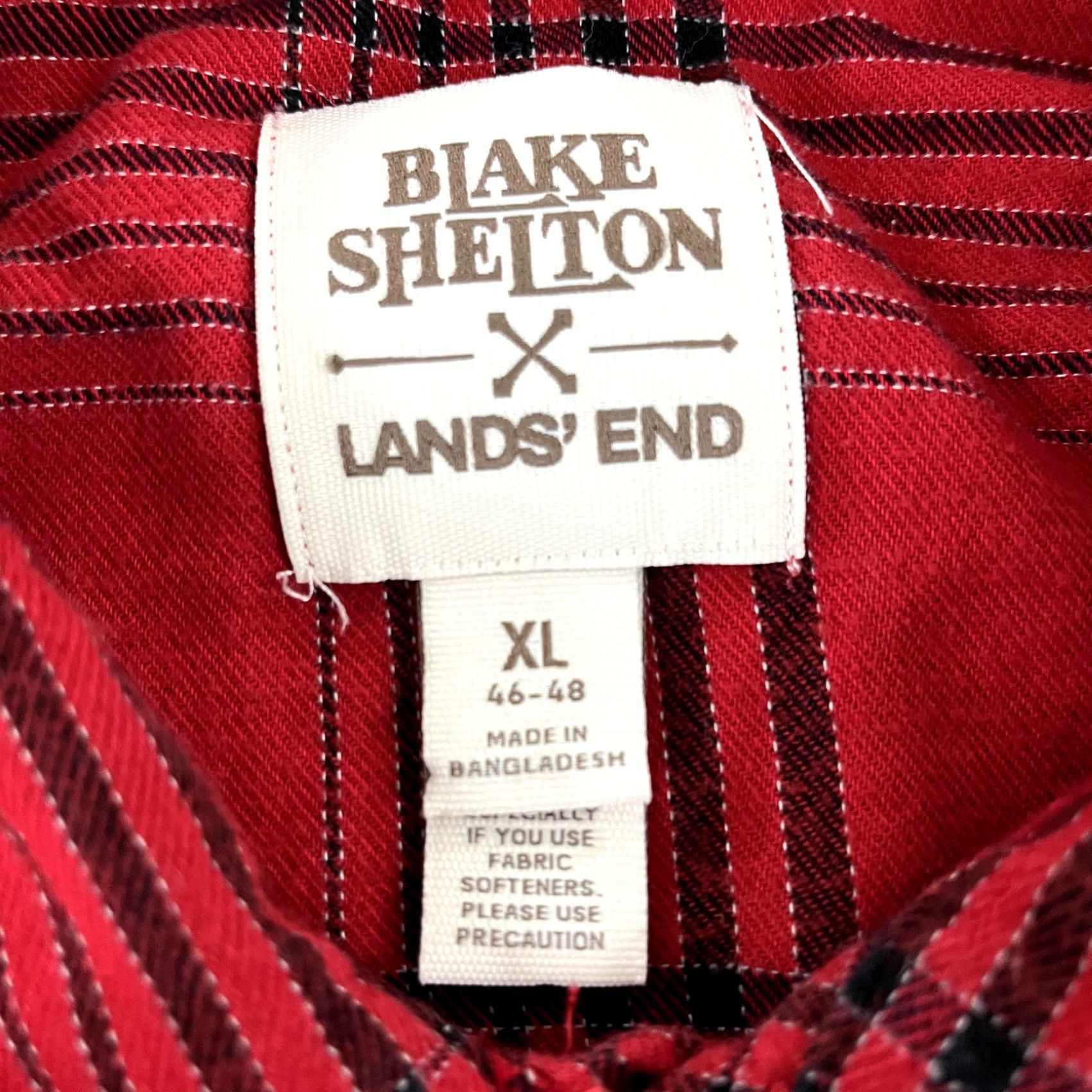 Lands' End Lands' End Shirt Mens XL Red Black Plaid Flannel Button-Up Casual Classic Lands' End Size US XL / EU 56 / 4 - 2 Thumbnail