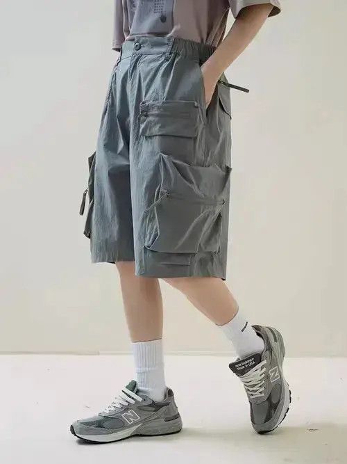 Jean 21 Indigo Union Japan Light Grey Multi Pockets Worker Shorts Size US 32 / EU 48 - 2 Thumbnail