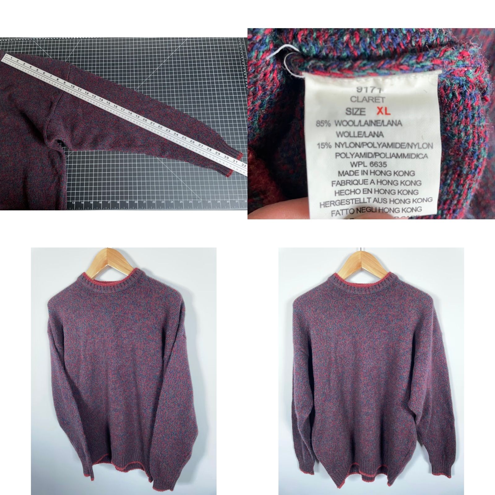 Vintage Woolrich Wool Blend Sweater Men's XL Dark Red Claret Chunky Knit Hand Framed Size US XL / EU 56 / 4 - 8 Thumbnail