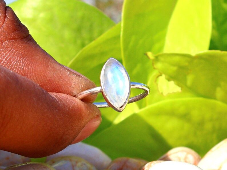 Handmade Rainbow Moonstone Ring, Handmade 925 Silver, June Birthstone Size ONE SIZE - 1 Thumbnail