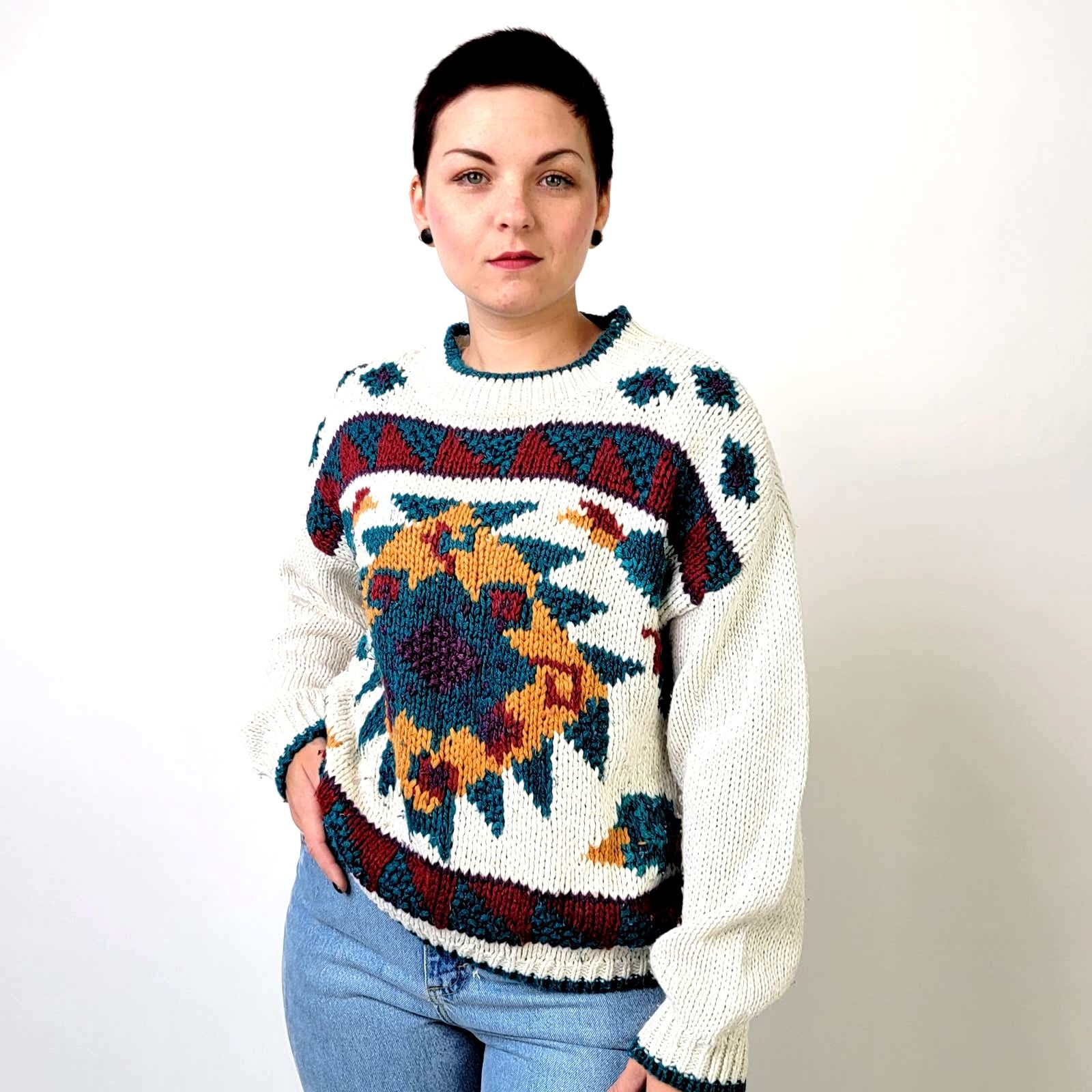 Vintage Vintage 1993 Crew Neck Chunky Knit Oversized Sweater - L Size L / US 10 / IT 46 - 6 Thumbnail
