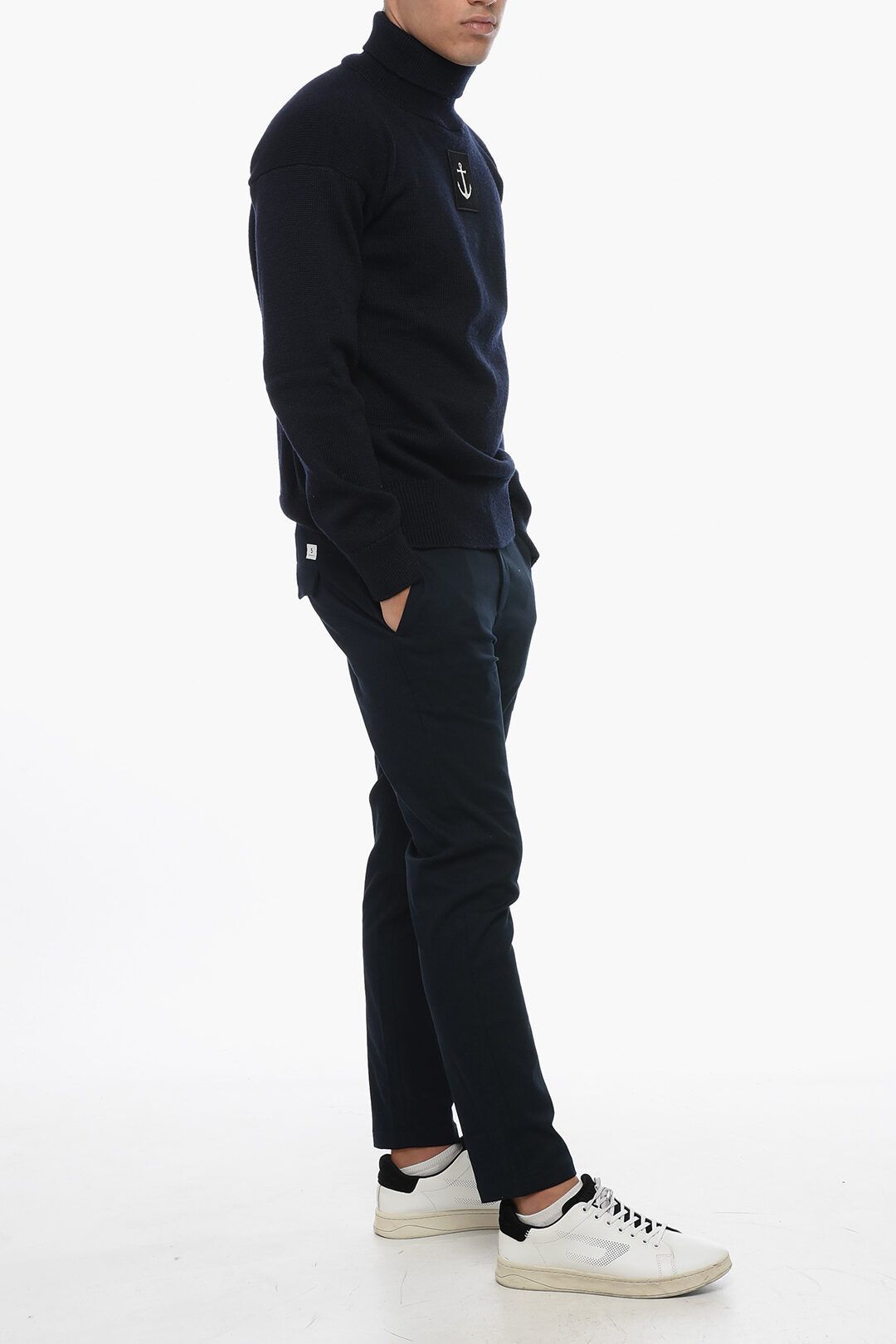Jil Sander og1mm0625 Turtleneck Anchor Pullover Sweater in Blue Size US S / EU 44-46 / 1 - 4 Thumbnail