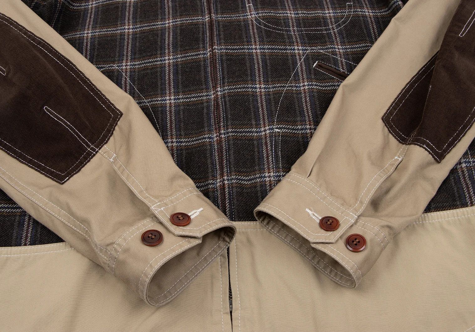 Junya Watanabe Checkered Corduroy Patchwork Zip Jacket in Brown Beige L Size US L / EU 52-54 / 3 - 8 Thumbnail