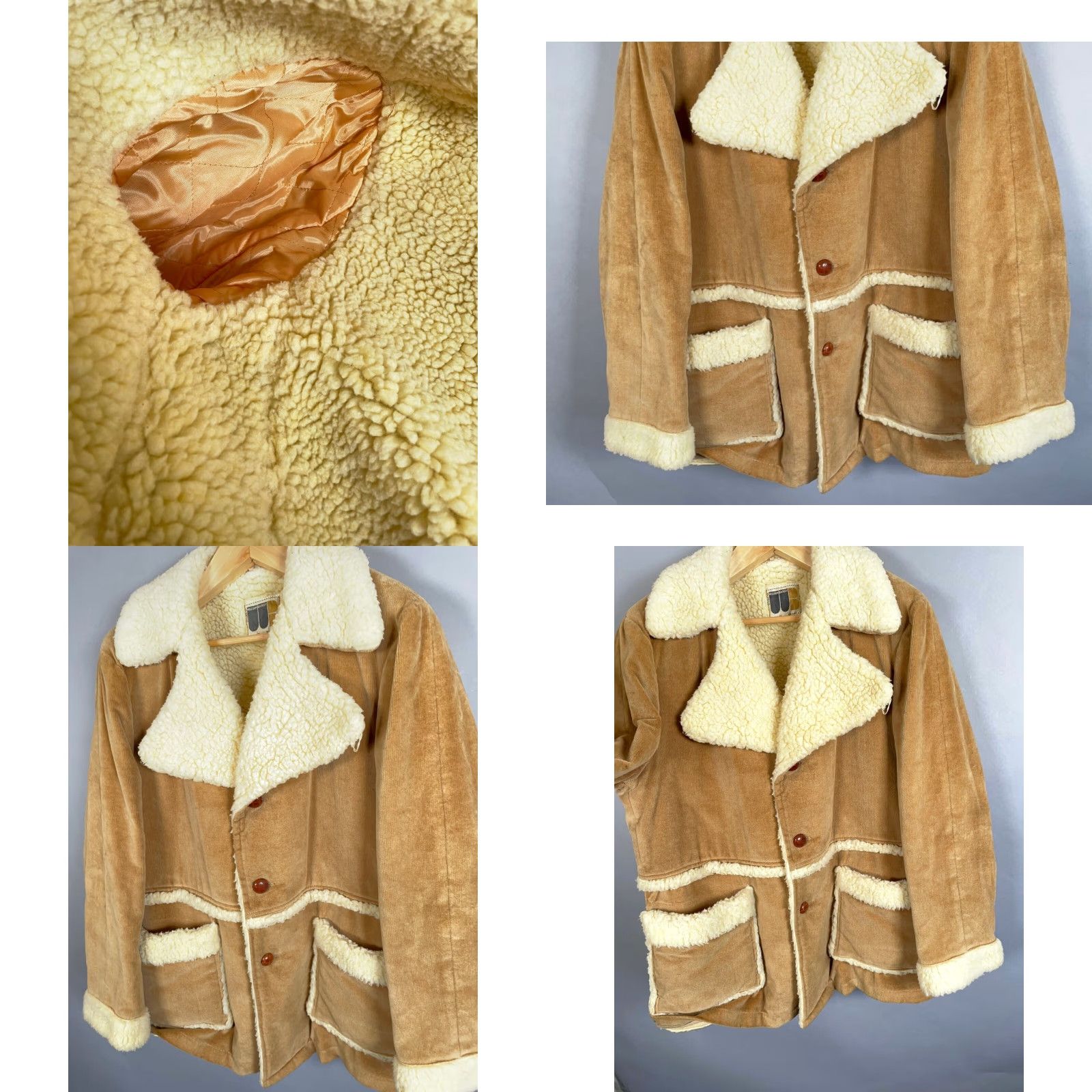Marlboro VINTAGE William Barry Coat 70s Corduroy Sherpa Rancher Brown 44 Men's Western Style PEA COAT 80s Hipster Retro Lined Pockets Winter Fall Spring Size US S / EU 44-46 / 1 - 9 Thumbnail