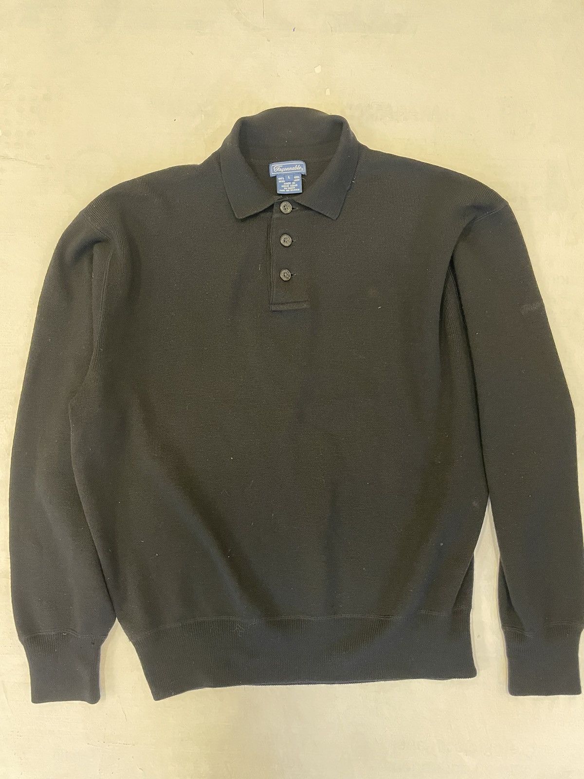 Faconnable Long Sleeve Wool Sweater Polo Size US L / EU 52-54 / 3 - 2 Thumbnail