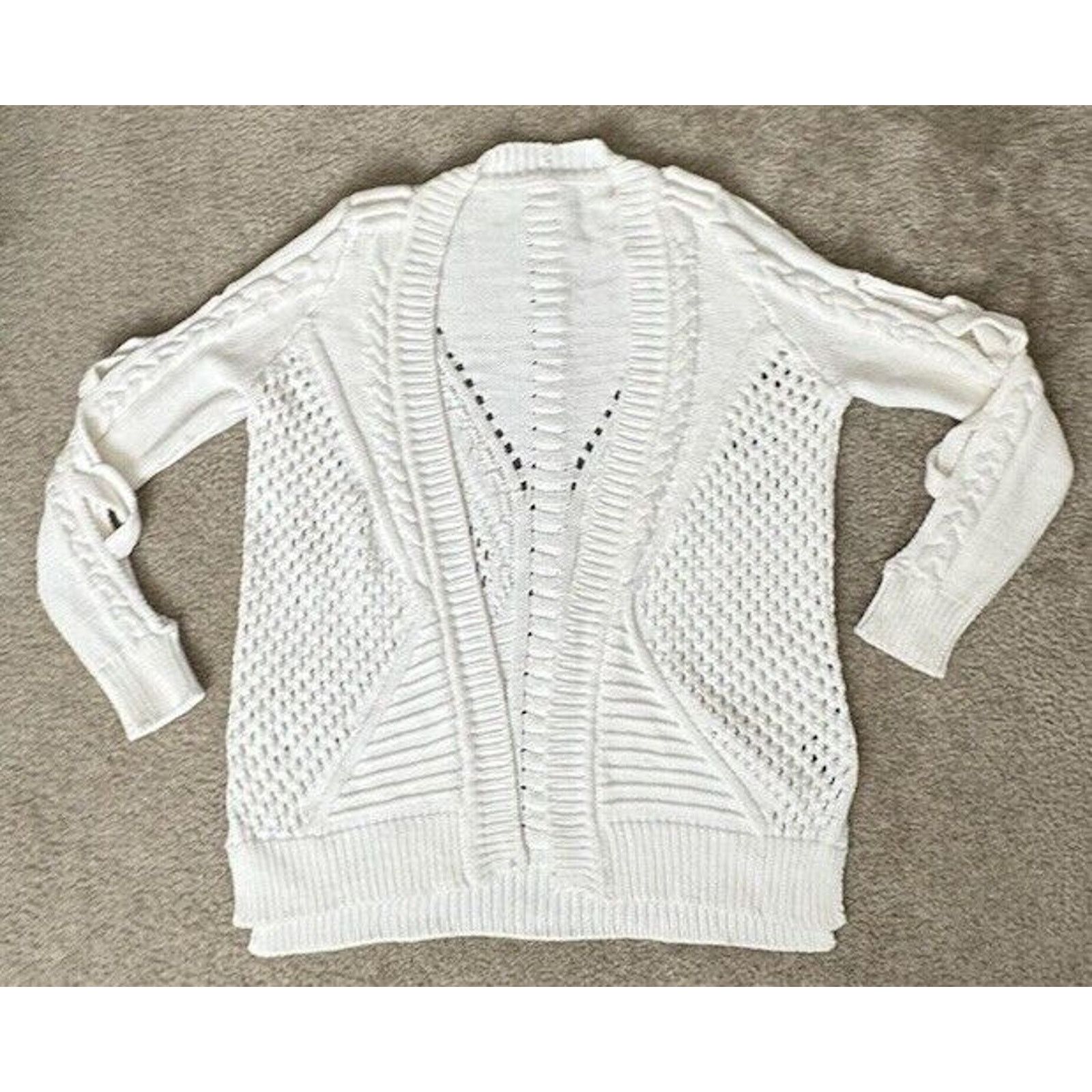 Cushnie Women’s Small White Cable Knit Sweater Long Sleeve