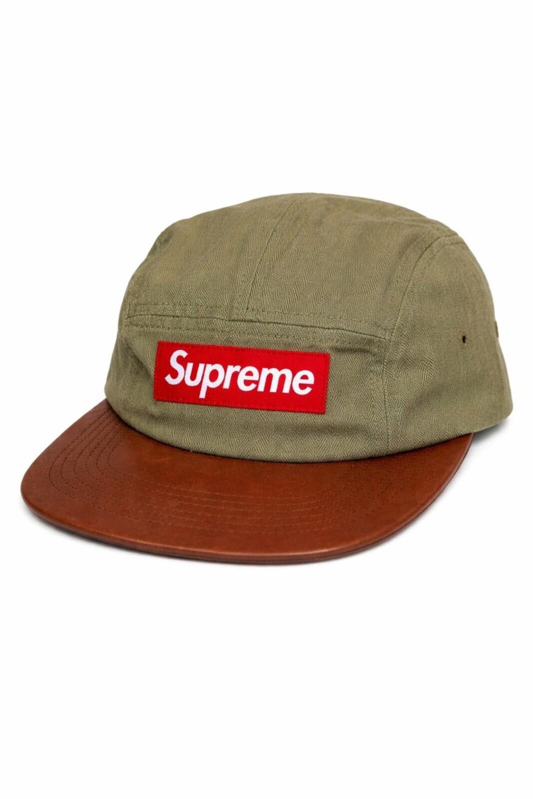 Supreme Supreme Herringbone Leather Camp Cap | Grailed