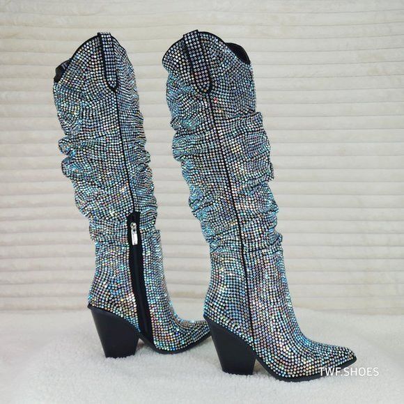 Other Cape Robbin Diamond Rider Rhinestone Glamour Western Slouch Size US 6.5 / IT 36.5 - 5 Thumbnail