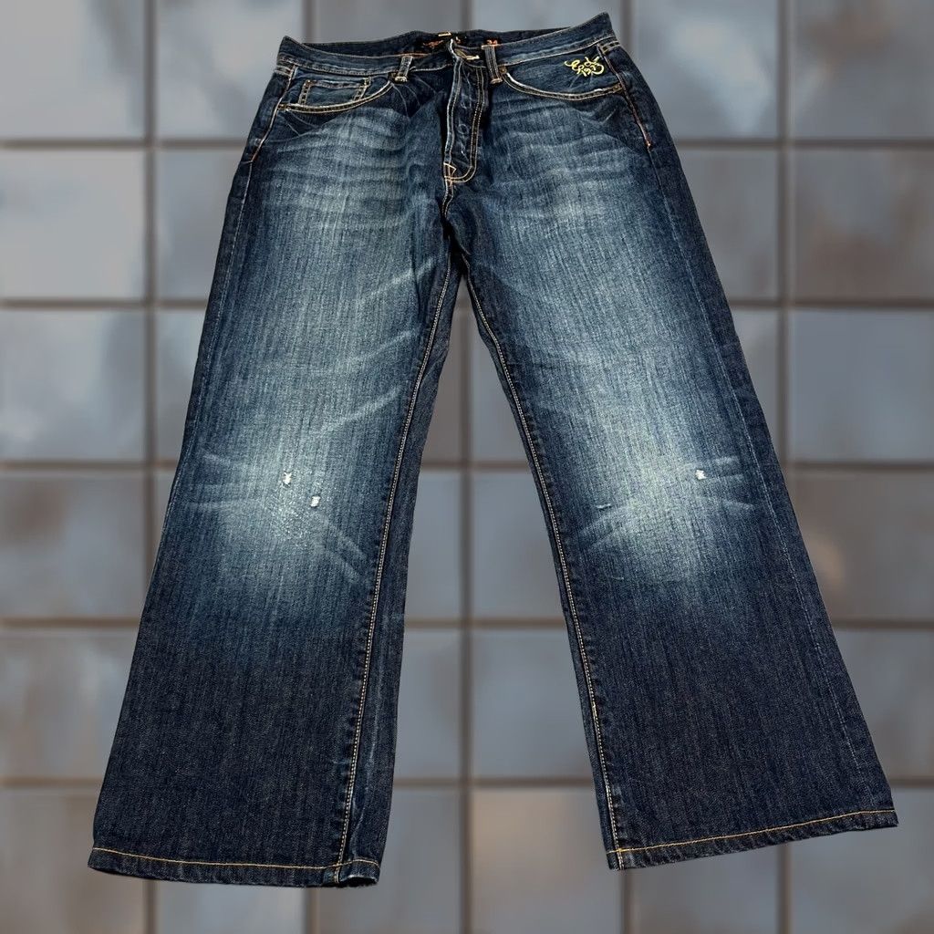 Ed Hardy Ed Hardy Jeans Bootcut Mens Regular 34 Blue Dark Wash 5-Pocket Denim Vintage? No 30 Inside Leg 30 in 34 in WC Size US 34 / EU 50 - 1 Thumbnail
