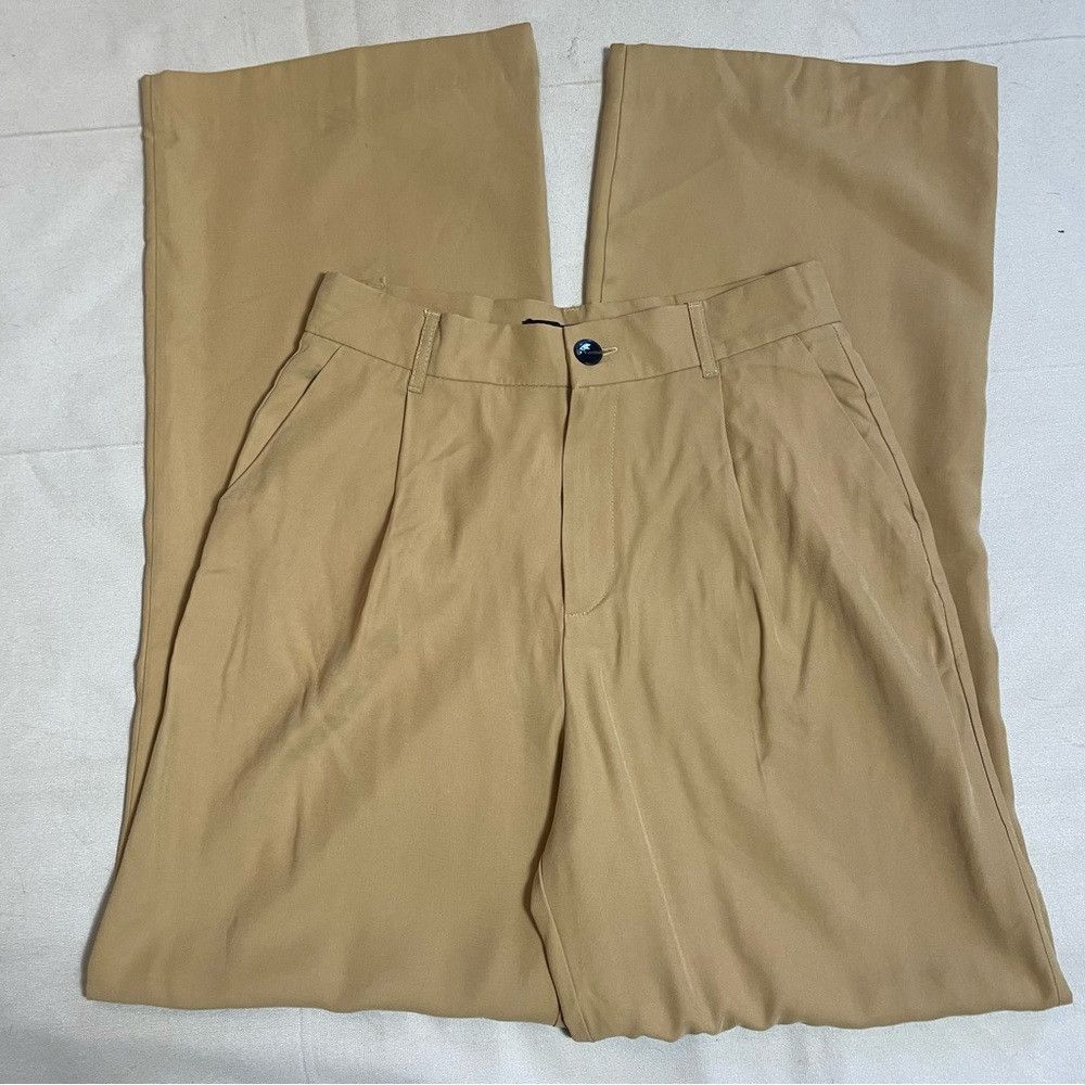 Zara NWT New Zara High-waisted Full Length Beige Pants Size M Size 30" / US 8 / IT 44 - 3 Thumbnail