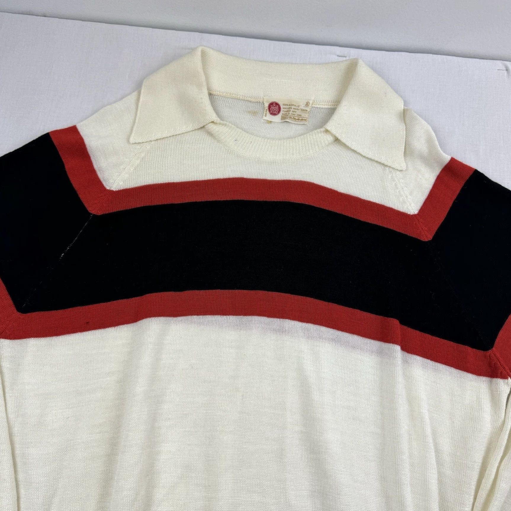 Sears VINTAGE Sears Sweater Men Adult XL White Striped Collared Pullover Classic 60s Mens Size US XL / EU 56 / 4 - 2 Thumbnail