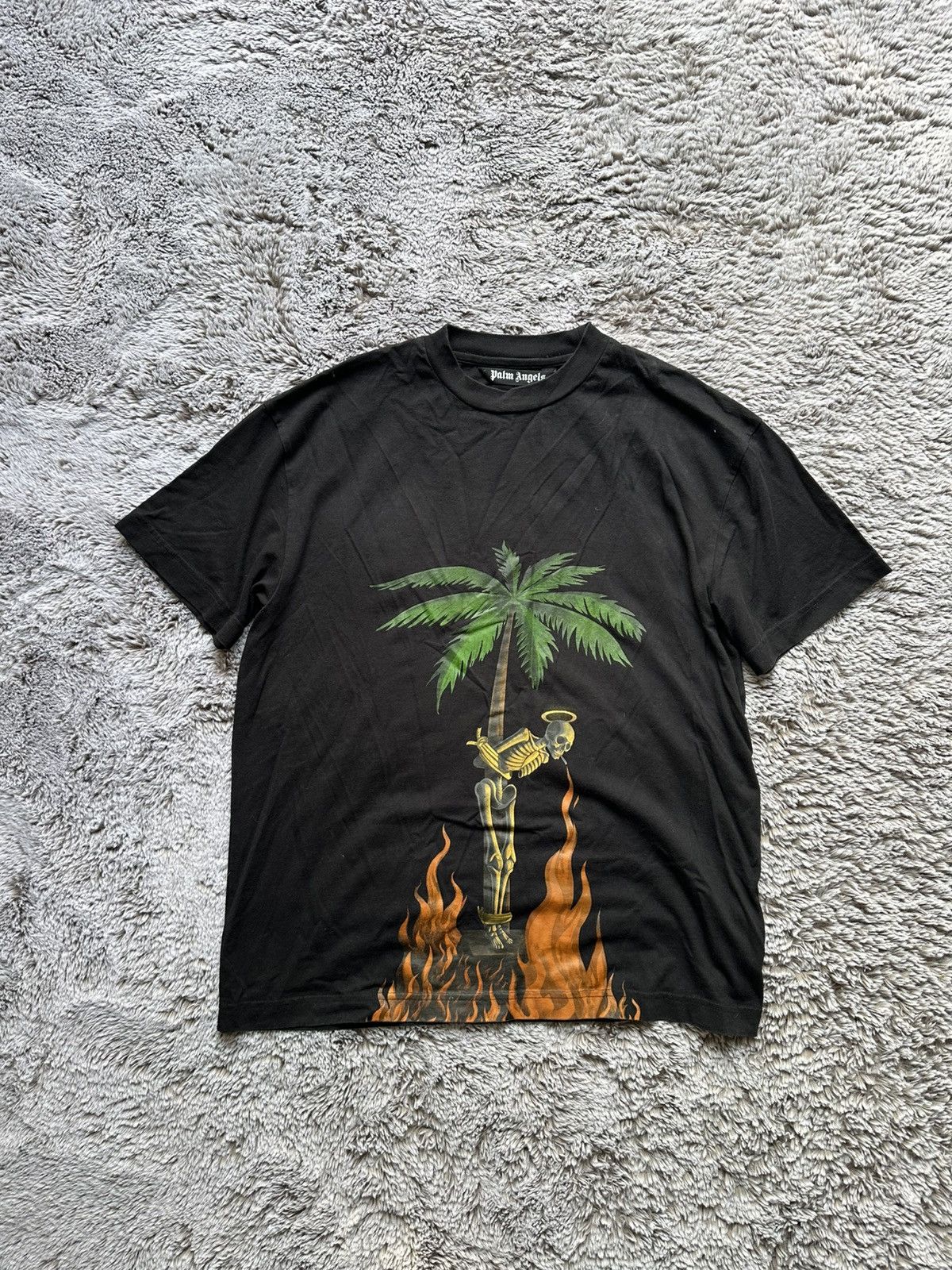 トップス Palm Angels BURNING SKELETON LS BADHOP L Palm Angels T-Shirt Burning Skeleton | Grailed