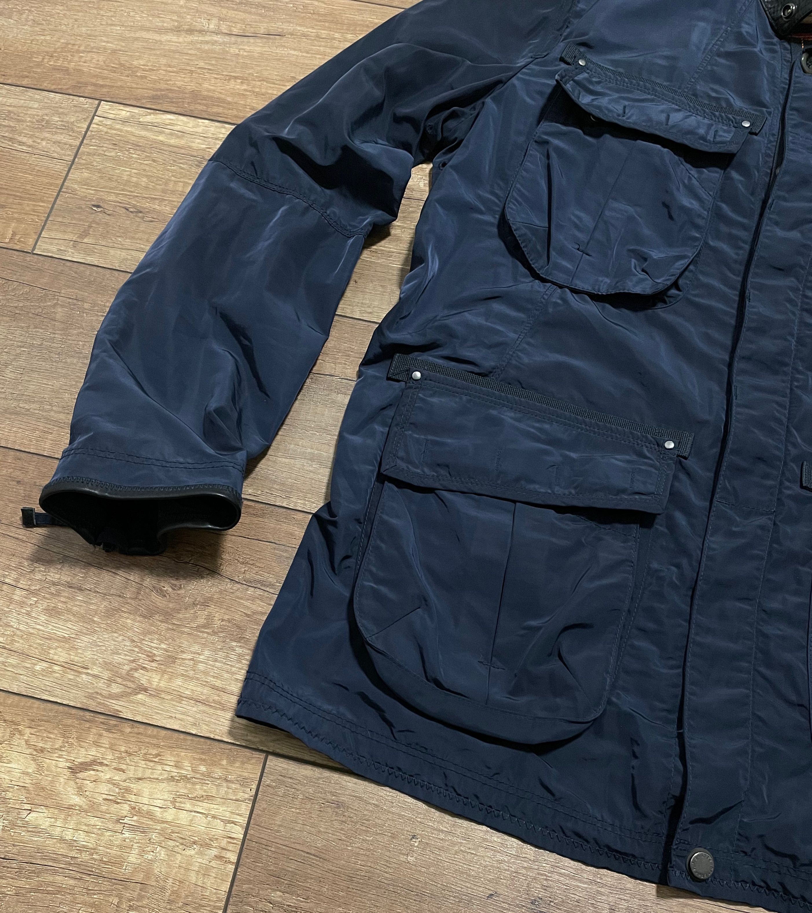 Parajumpers Parajumpers Navy Nylon Leather Long Coat Jacket Size US XL / EU 56 / 4 - 10 Thumbnail