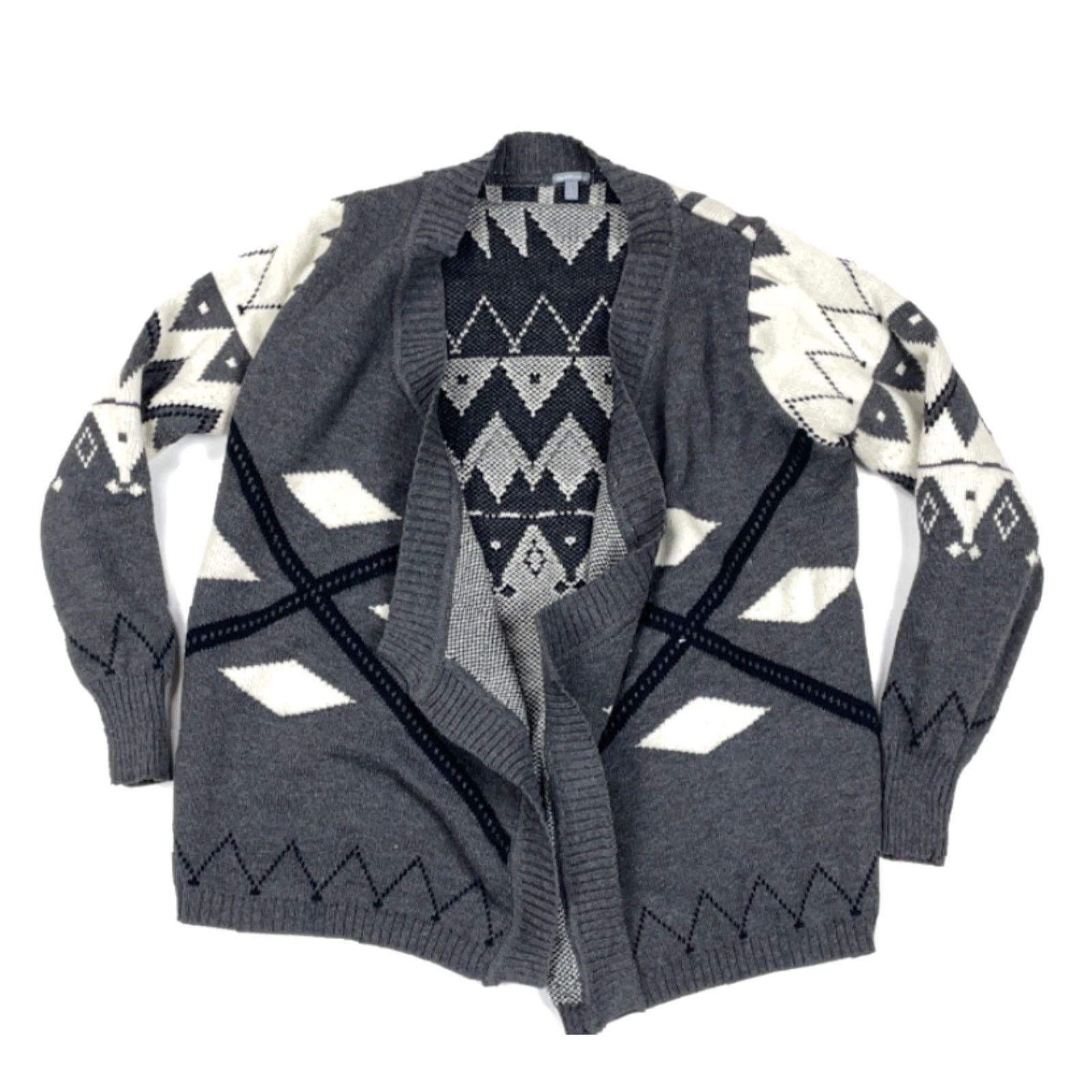 Vintage VINTAGE Charlotte Russe Cardigan Sweater Geometric Pattern Open Front 90s Tribal Boho Gray L Womens Size L / US 10 / IT 46 - 2 Thumbnail