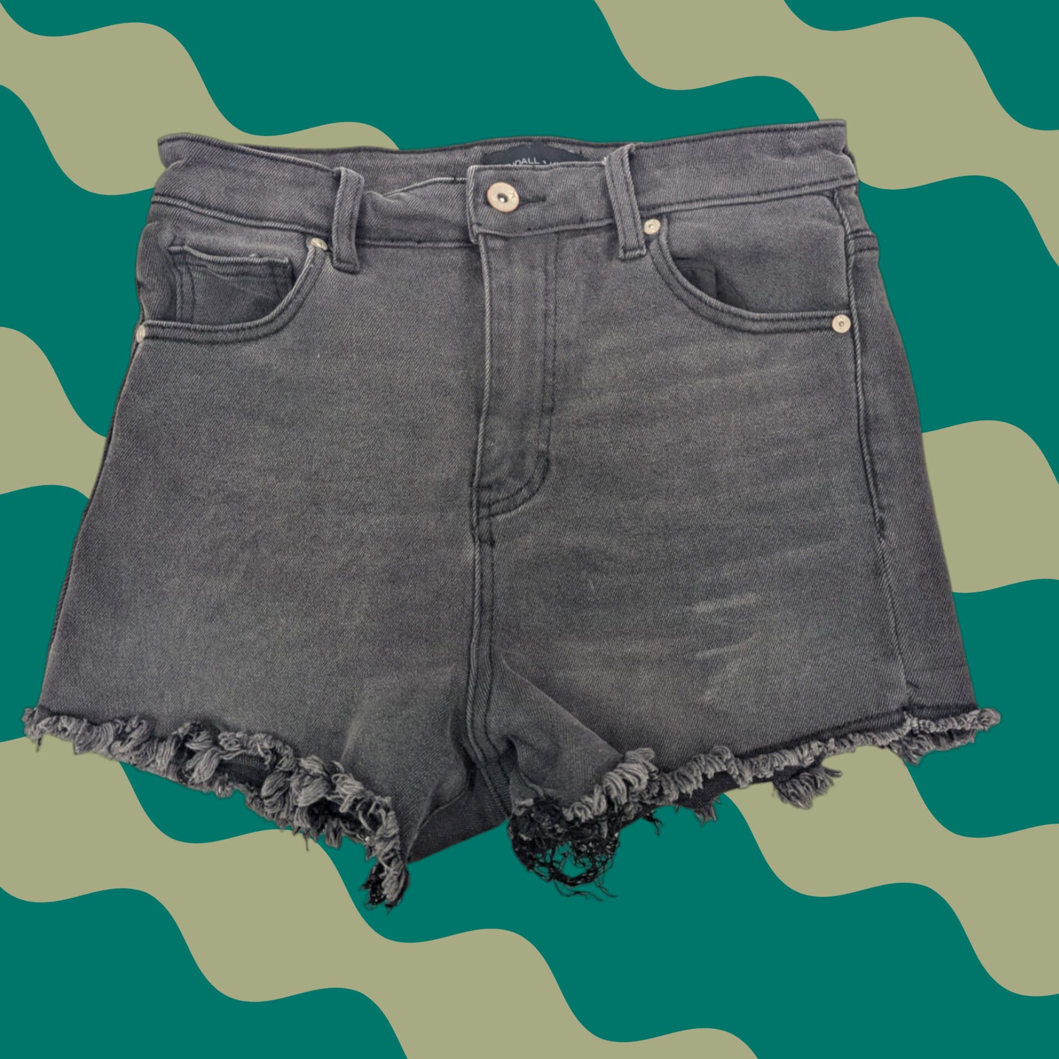 Vintage VINTAGE Kendall + Kylie The Drifter High Rise Grey Distressed Jean Shorts Size 9/29 Women Pants Denim Cotton Cut-Off - Mens? Size 30" / US 8 / IT 44 - 1 Thumbnail