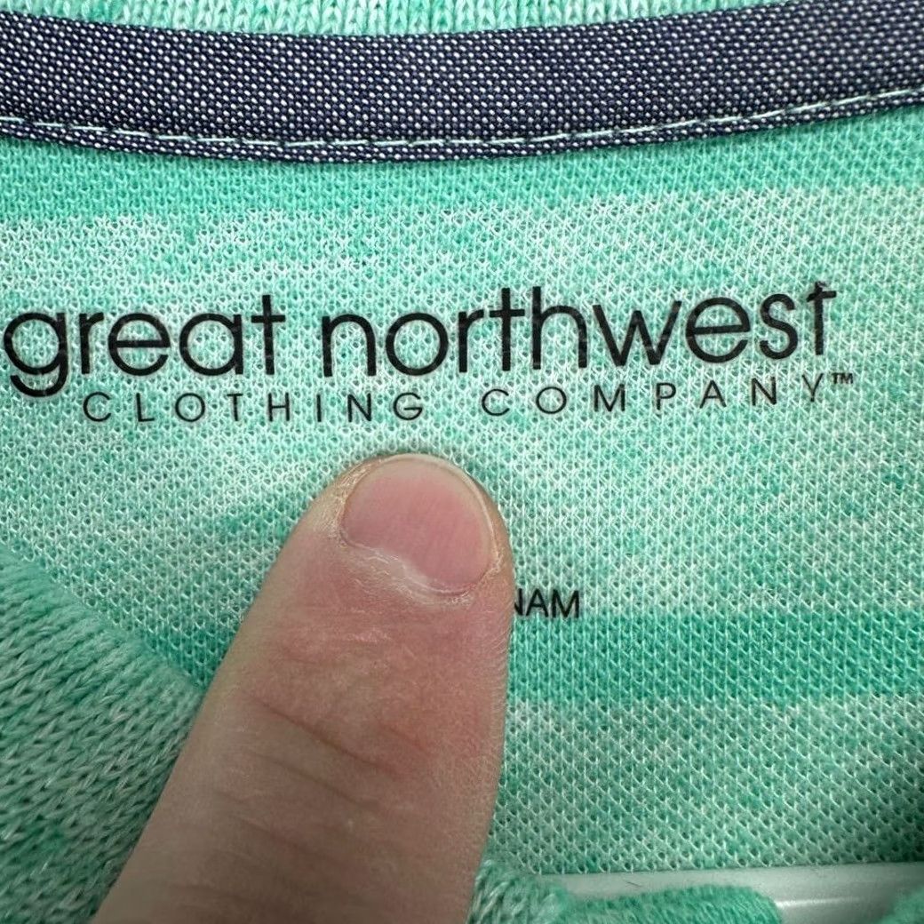 Vintage Great Northwest Polo Shirt Mens Large Mint Green Stripe Linen Blend Rugby NEW Size US L / EU 52-54 / 3 - 4 Thumbnail