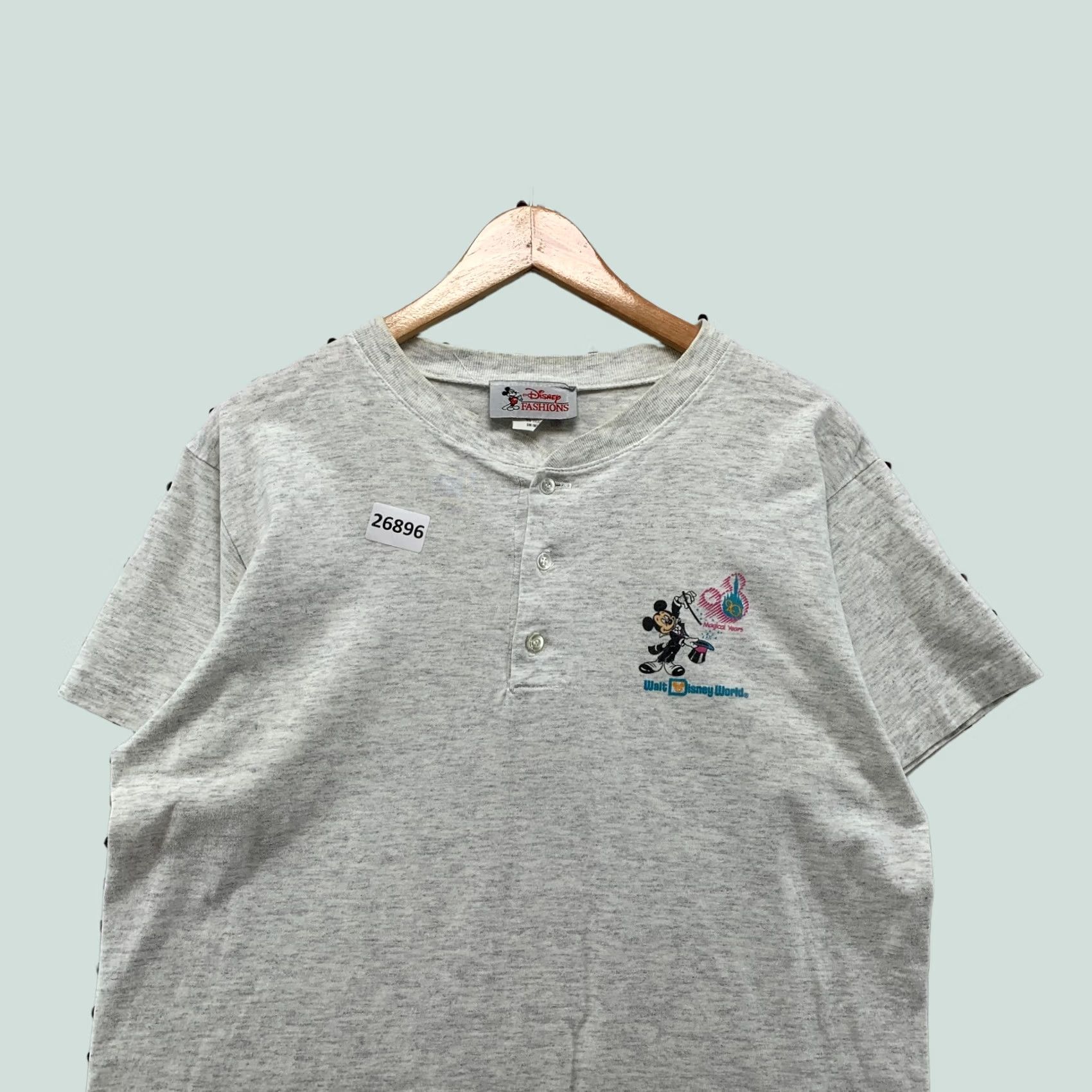 Disney Vintage 90s Disney Henley Shirt Gray Single Stitch 20th Anniversary Small 21x26 Size US S / EU 44-46 / 1 - 1 Thumbnail