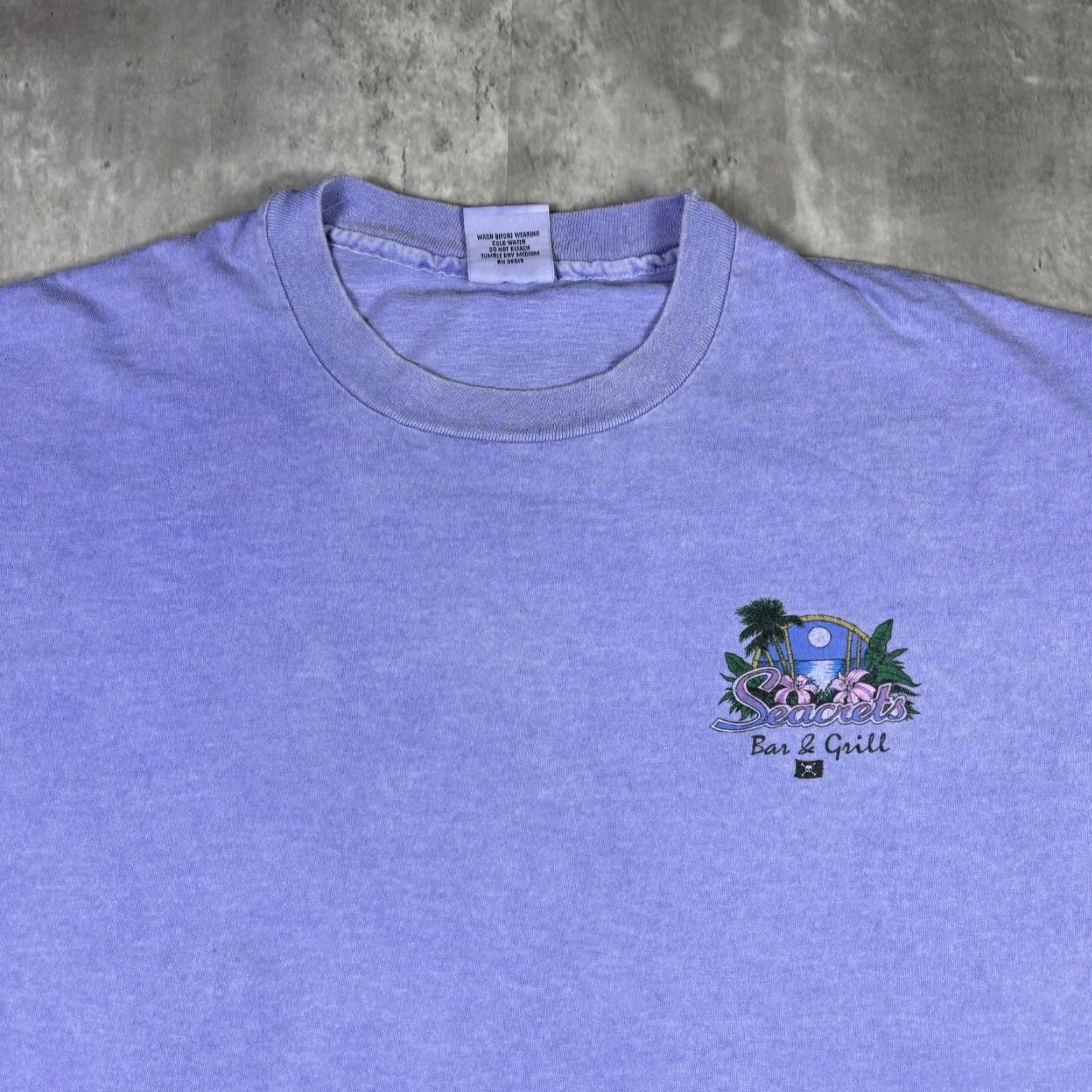 Anvil VINTAGE Seacrets Bar Promo T Shirt Purple Dyed Single Stitch Adult XL 1990s Art Nike? Size US XL / EU 56 / 4 - 7 Thumbnail
