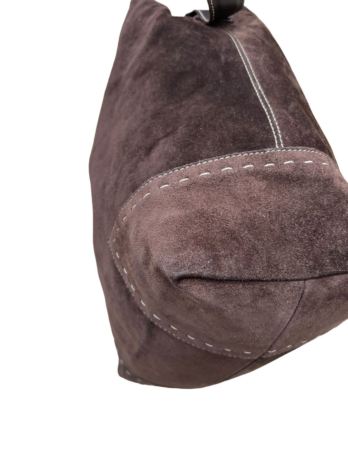 Leather × Vintage Vintage MaxMara Brown Suede Leather Large Shoulder Bag Size ONE SIZE - 12 Thumbnail