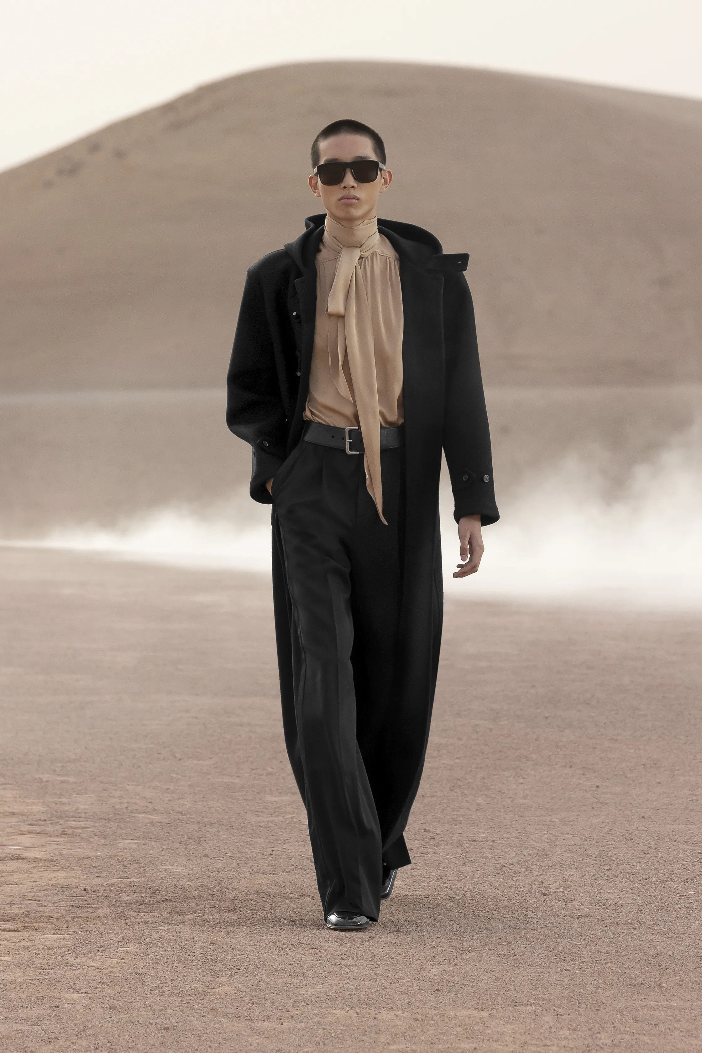 Saint Laurent Paris SS23 Saint Laurent Lavalliere-Neck Tunic Shirt in Silk Satin Size US S / EU 44-46 / 1 - 1 Thumbnail