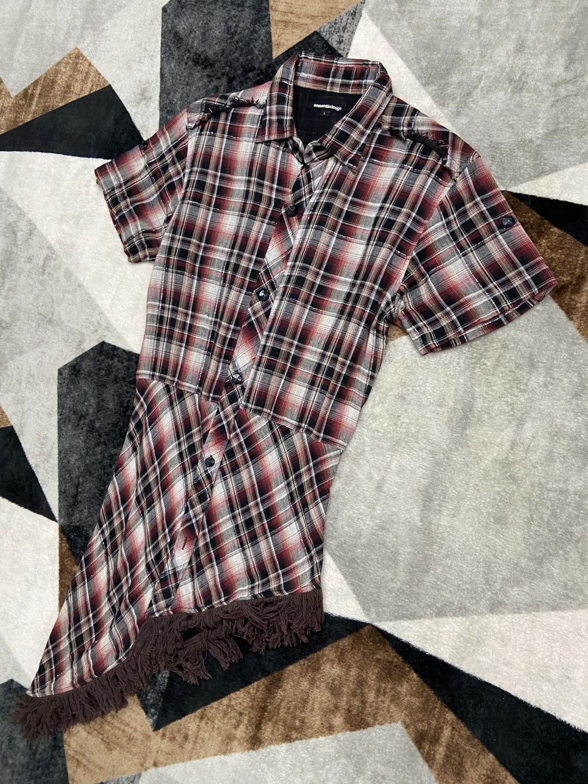 semanticdesign 2000s Semanticdesign Shadowplaid Grunge Dress Shirts Size L / US 10 / IT 46 - 2 Thumbnail