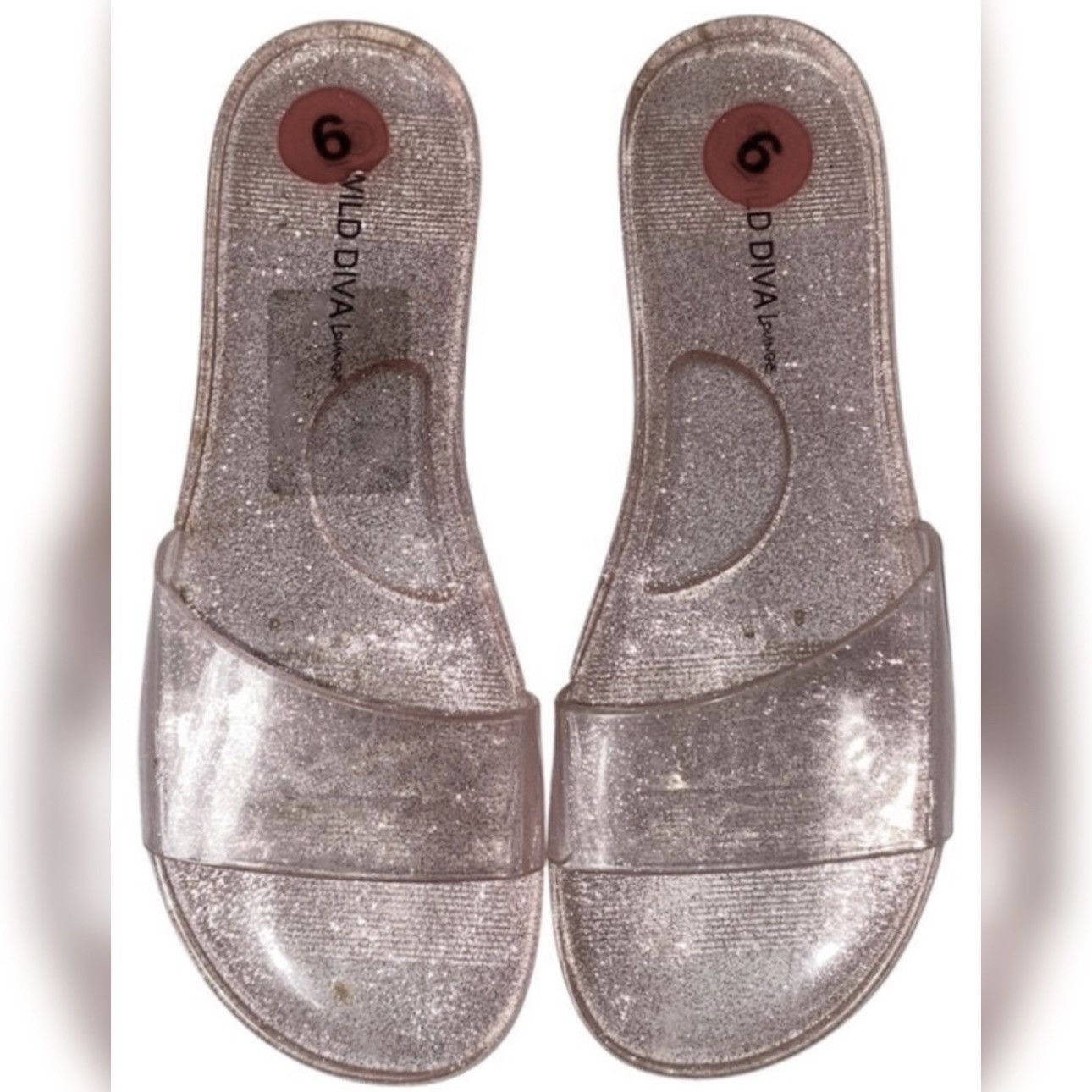 Other WILD DIVA Lounge, Pink Glitter Jelly Sandals Size US 6 / IT 36 - 2 Thumbnail